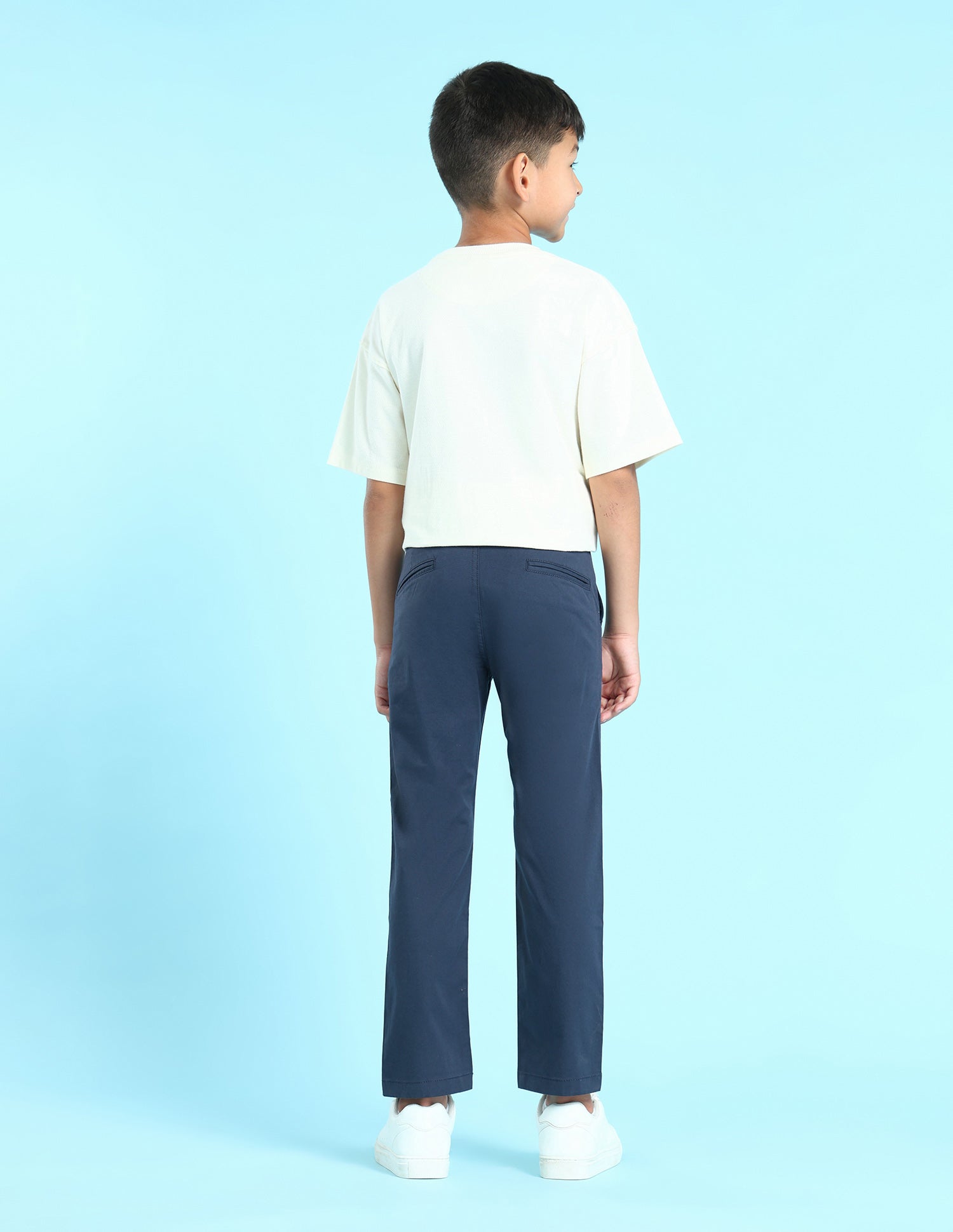 Boys Navy Mid Rise Solid Twill Trousers Navy - U.S. POLO ASSN. | Large