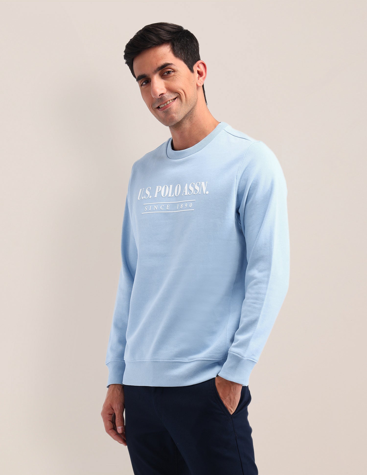 Brand Printed Regular Fit Sweatshirt Blue - U.S. Polo Assn. India | Large