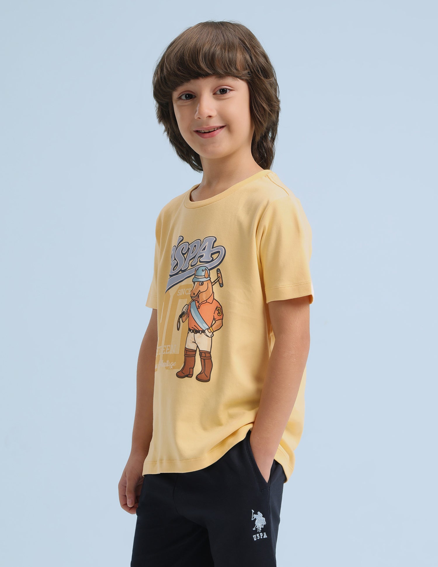 Graphic Brand Printed Regular Fit T-Shirt Yellow - U.S. Polo Assn. India | Large