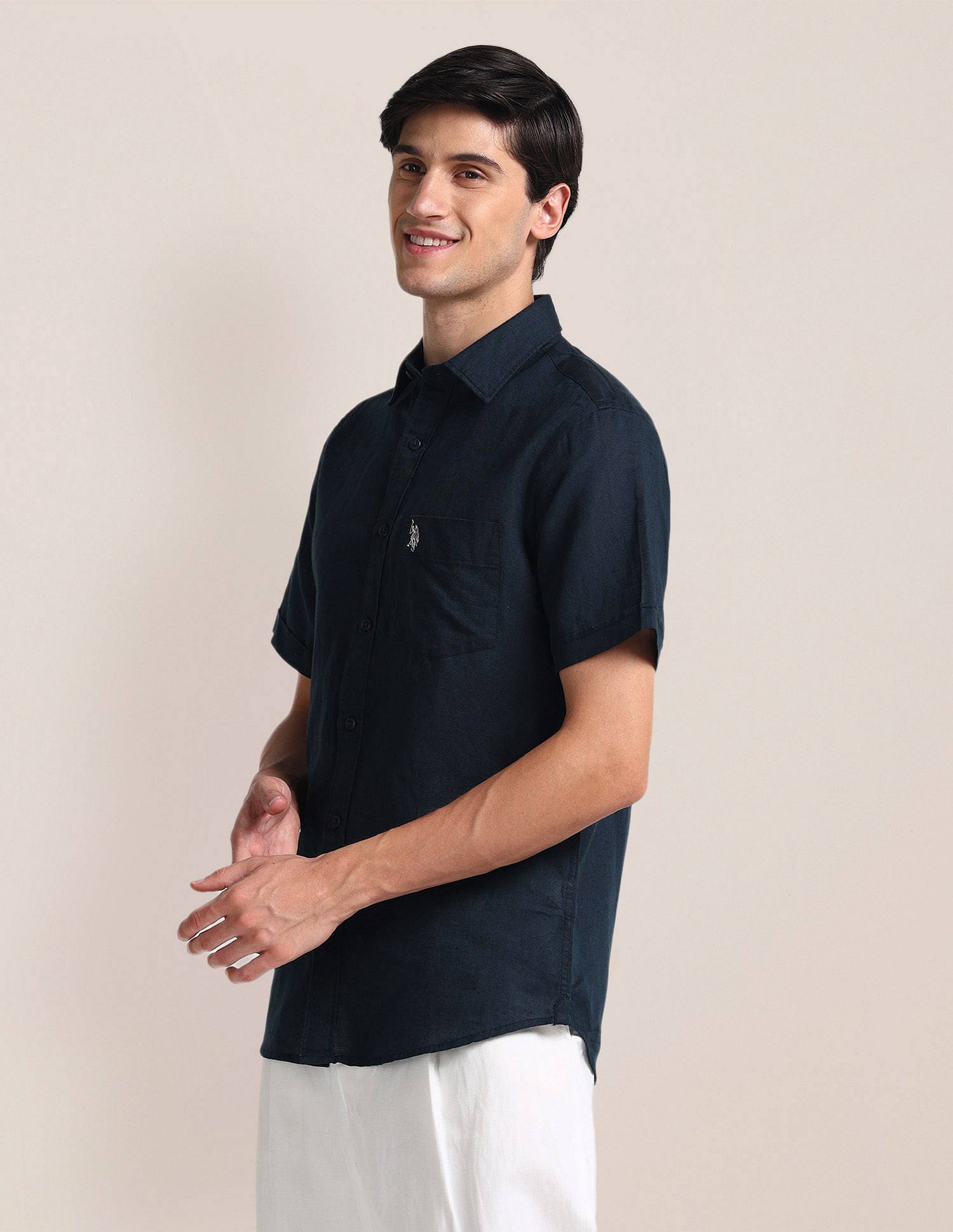 Solid Tailored Fit Shirt Navy - U.S. POLO ASSN. | Large