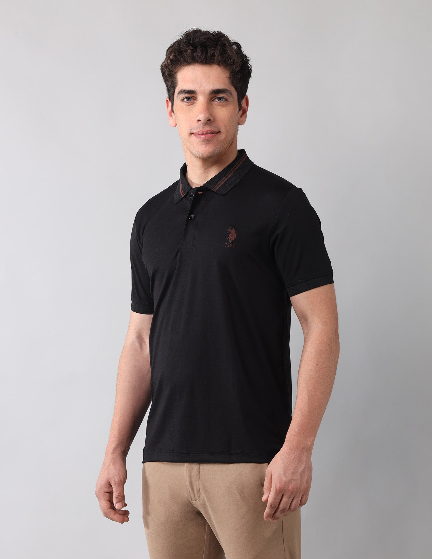 Solid Black Label Polo Shirt Black - U.S. Polo Assn. India | Large