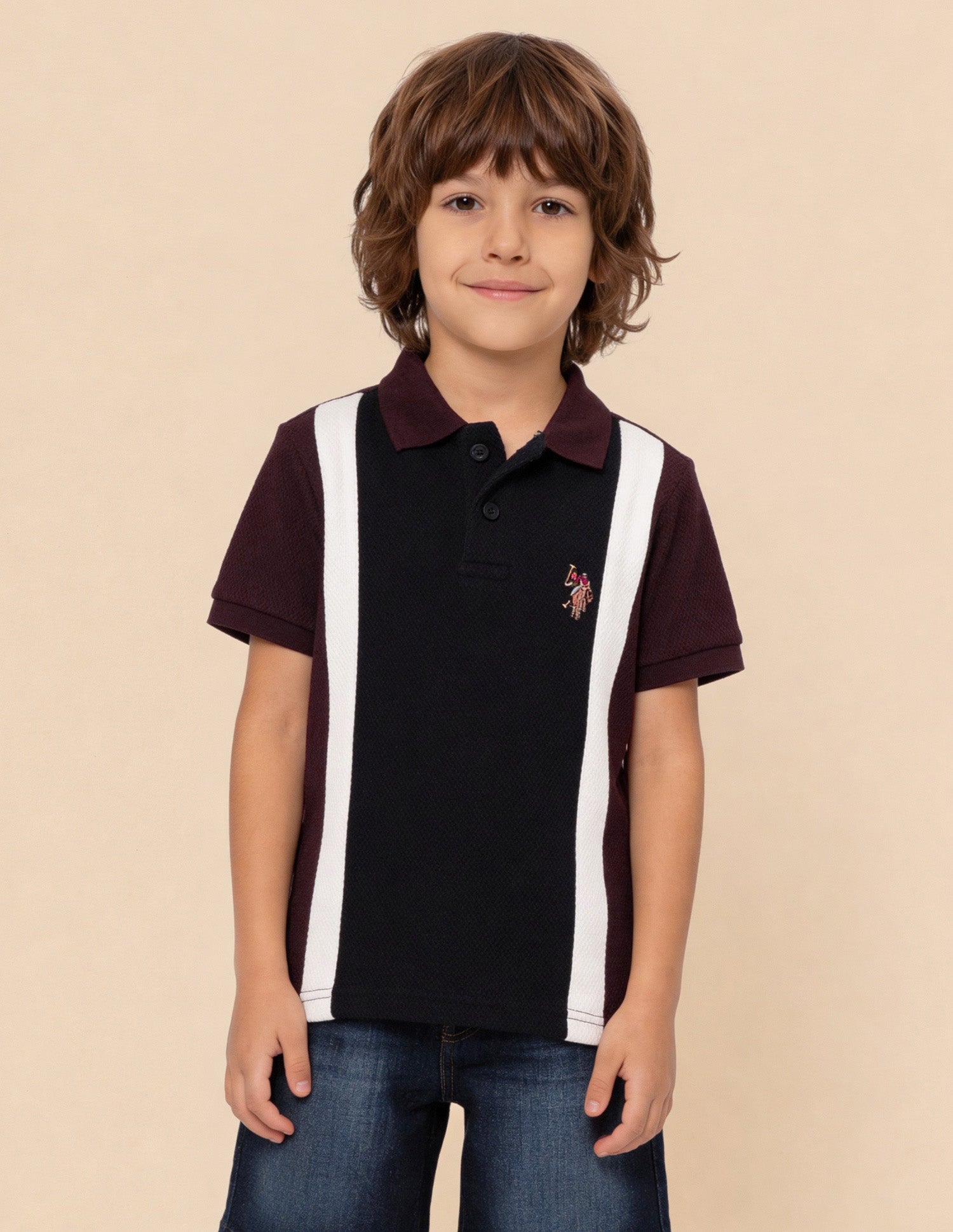 Colour Blocked Regular Fit Polo Shirt Maroon - U.S. Polo Assn. India | Large