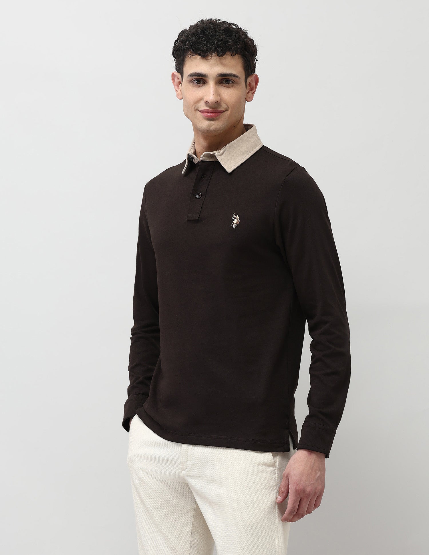 Pure Cotton Muscle Fit Polo Shirt Khaki - U.S. POLO ASSN. | Large