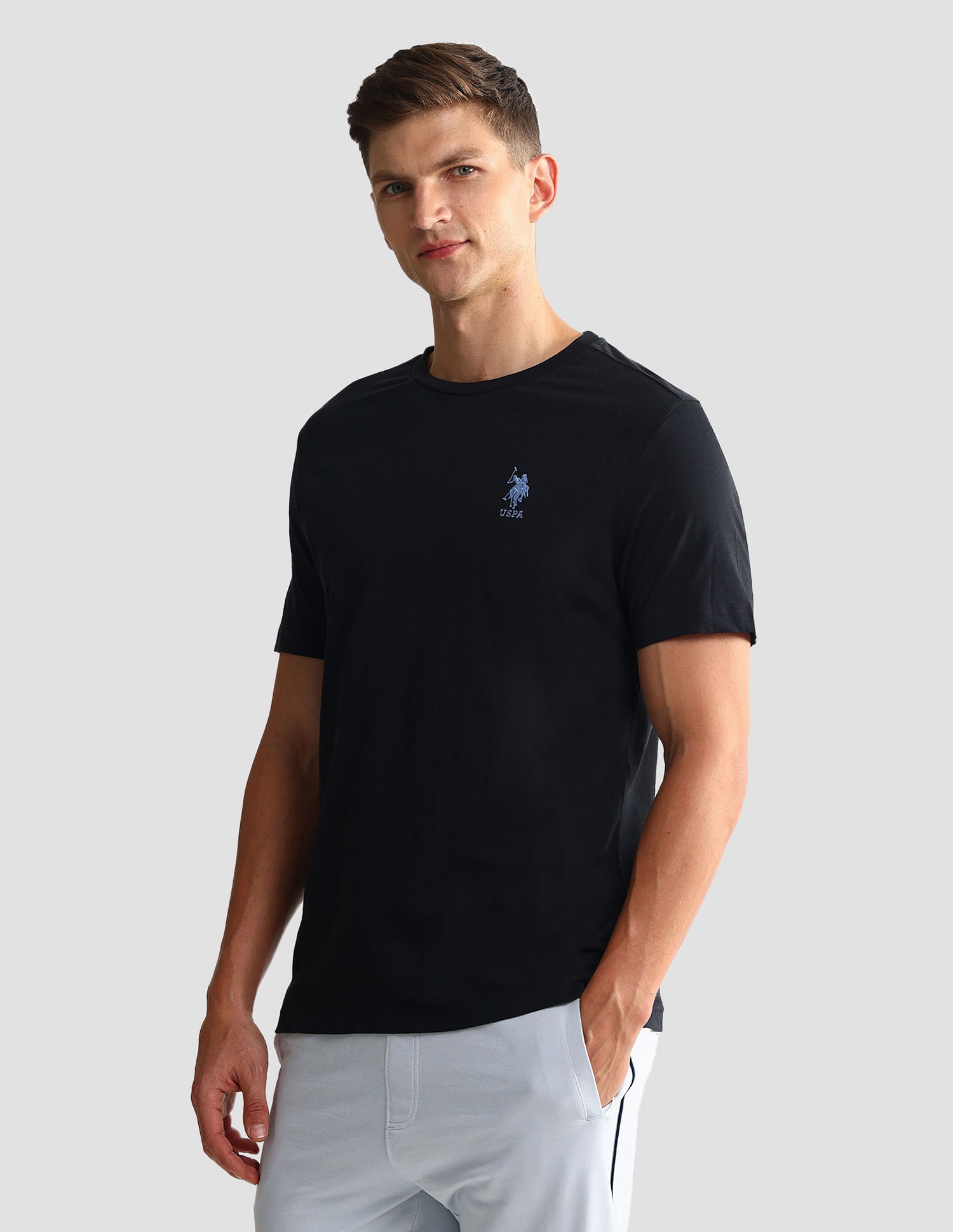 Tonal Logo Cotton 1633 Lounge T-Shirt - Pack Of 2 Olive and Black - U.S. POLO ASSN. | Large