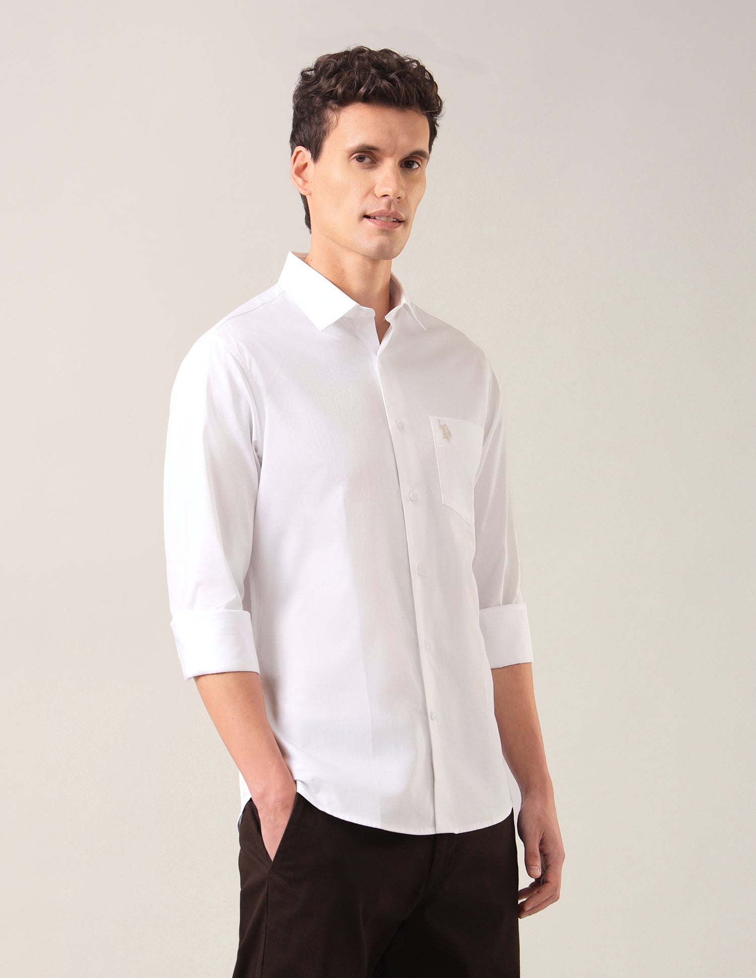 Solid Tailored Fit Shirt White - U.S. Polo Assn. India | Large