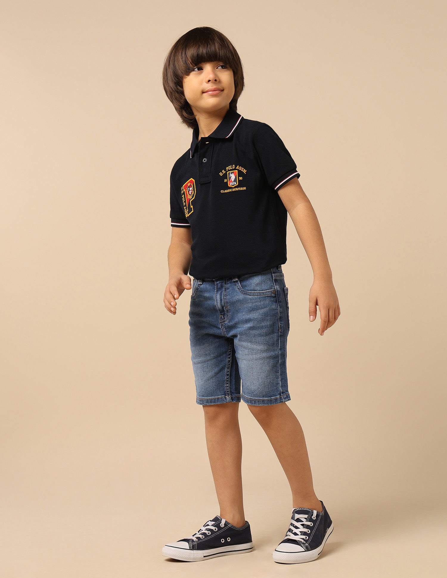 Boys Relaxed Fit Mid Rise Shorts Blue - U.S. POLO ASSN. | Large