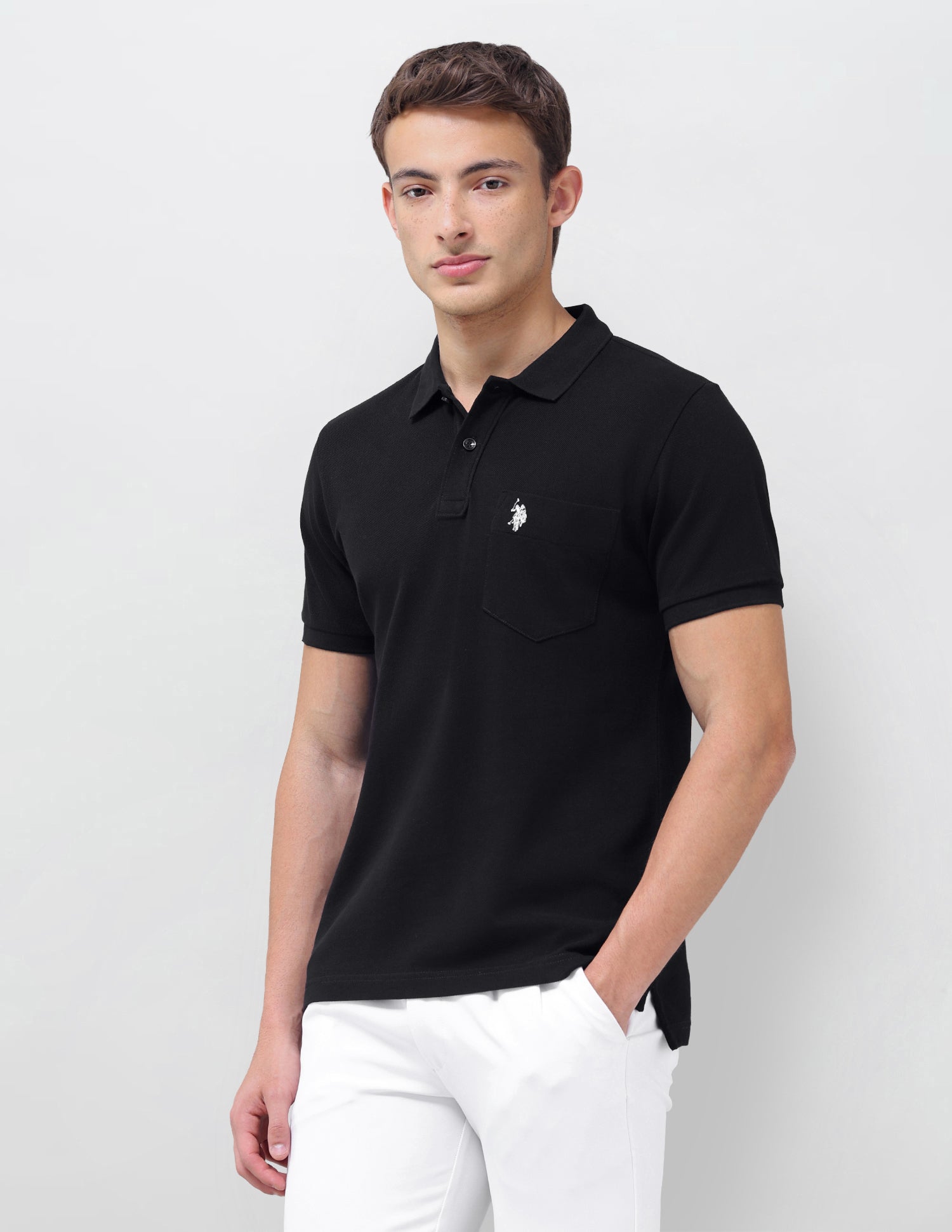 Solid Slim Fit Polo Shirt Black - U.S. Polo Assn. India | Large