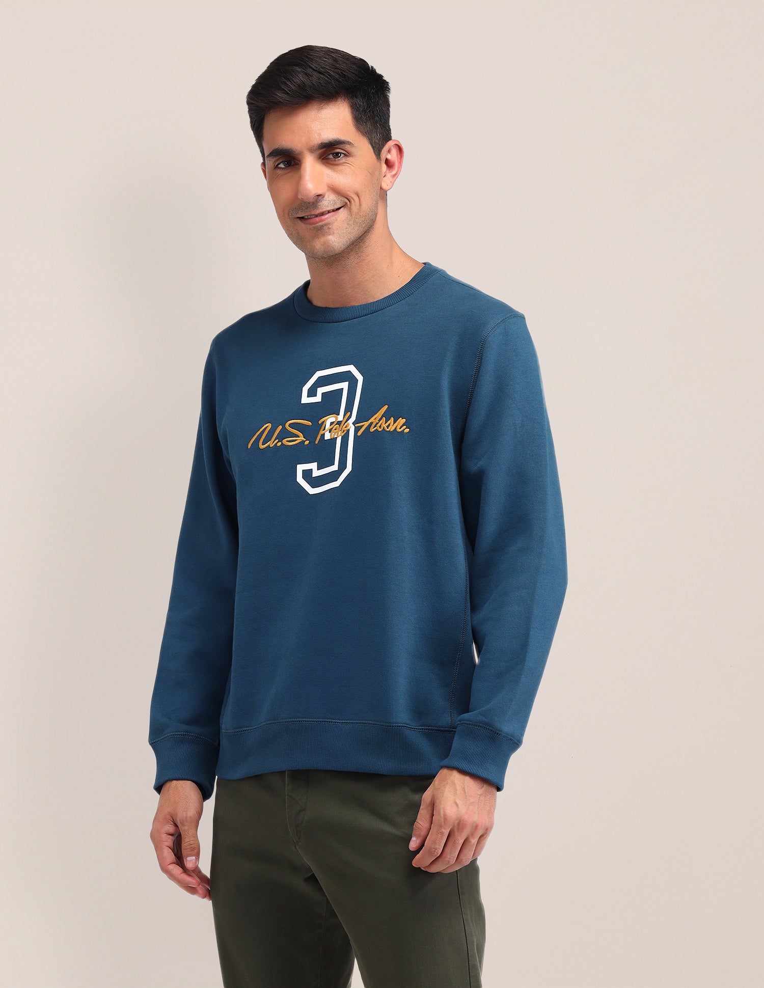 Graphic Printed Regular Fit Sweatshirt Teal - U.S. Polo Assn. India | Large