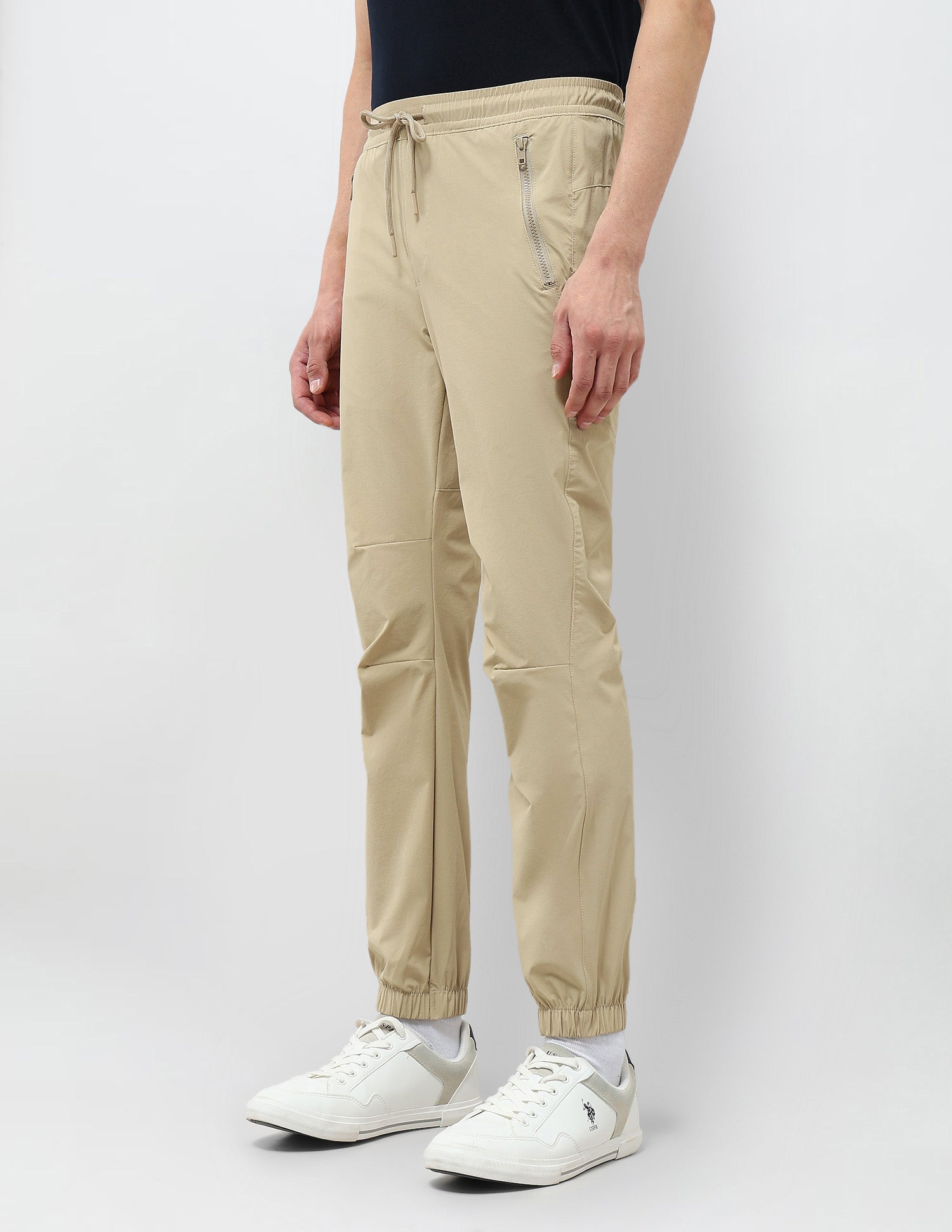 Mid Rise Relaxed Fit Joggers Beige - U.S. Polo Assn. India | Large