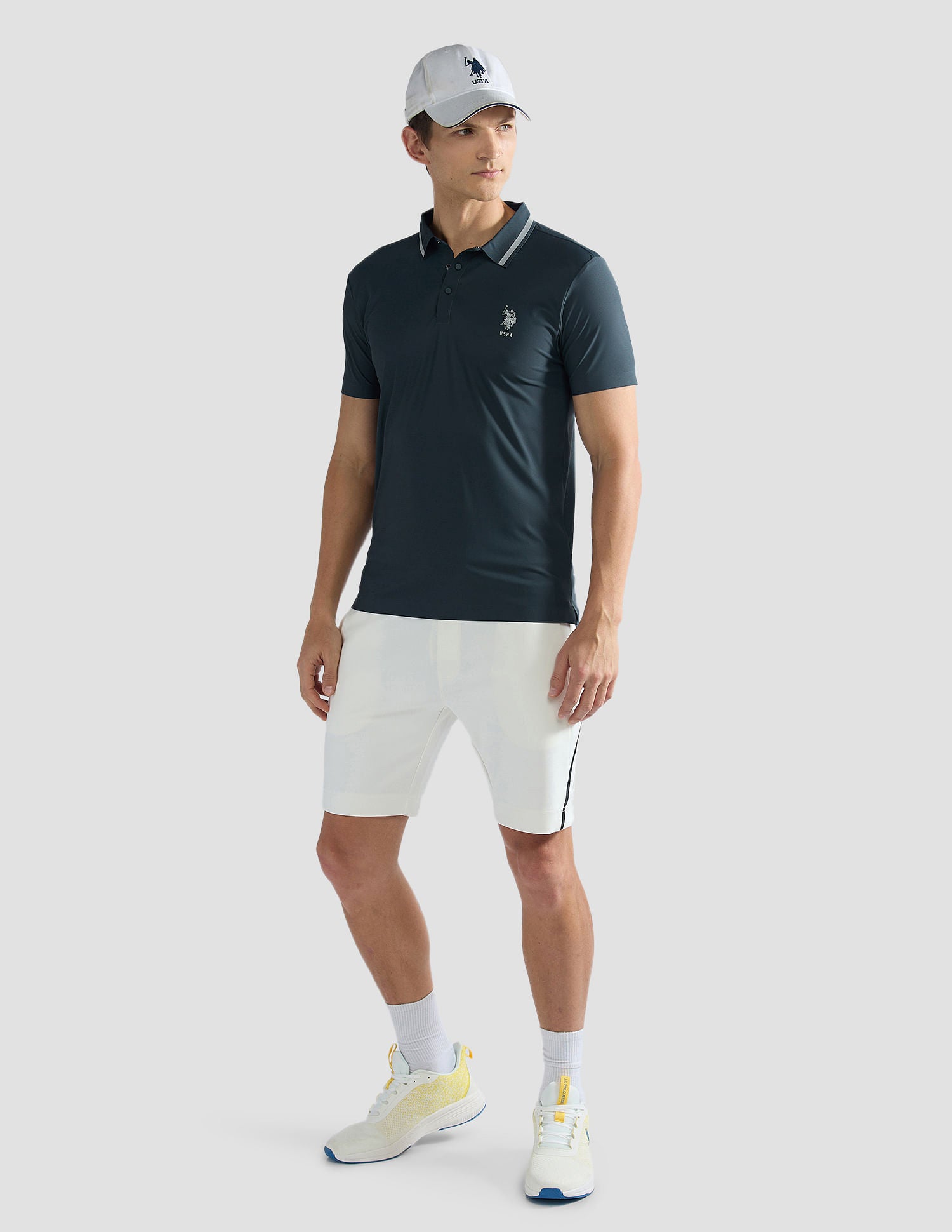 Solid Slim Fit Polo Shirt Blue - U.S. Polo Assn. India | Large