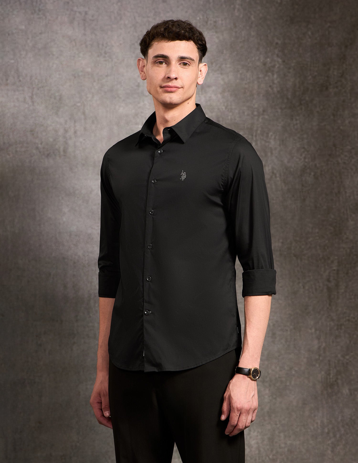 Poplin Black & Gold Shirt Black - U.S. POLO ASSN. | Large