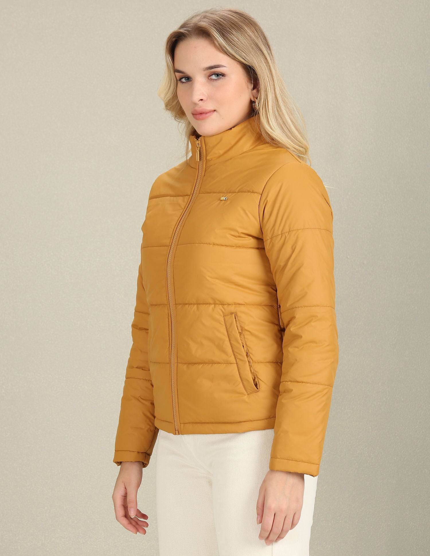 High Neck Puffer Jacket Mustard - U.S. POLO ASSN. | Large