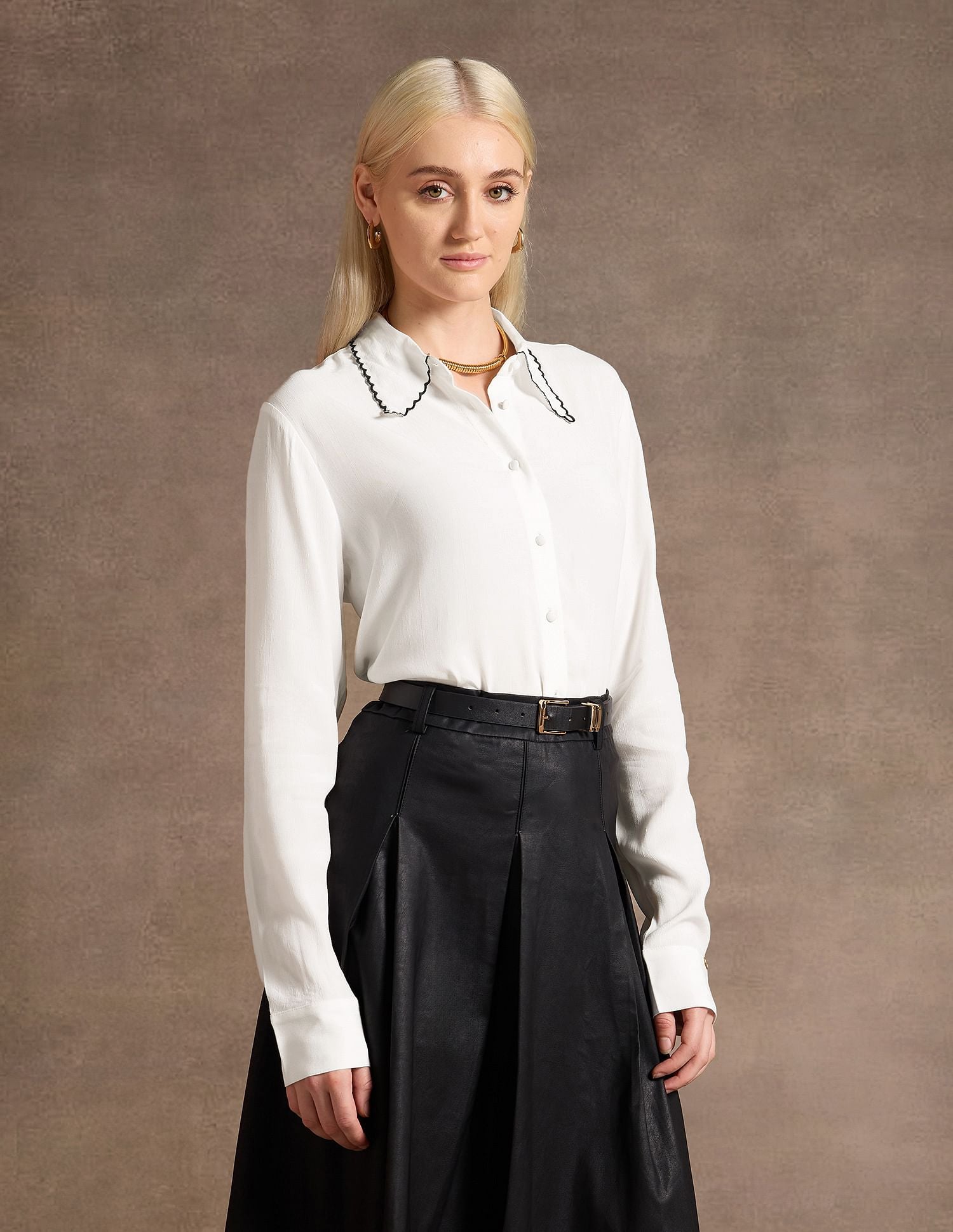 Scallop Collar Regular Fit Shirt White - U.S. POLO ASSN. | Large