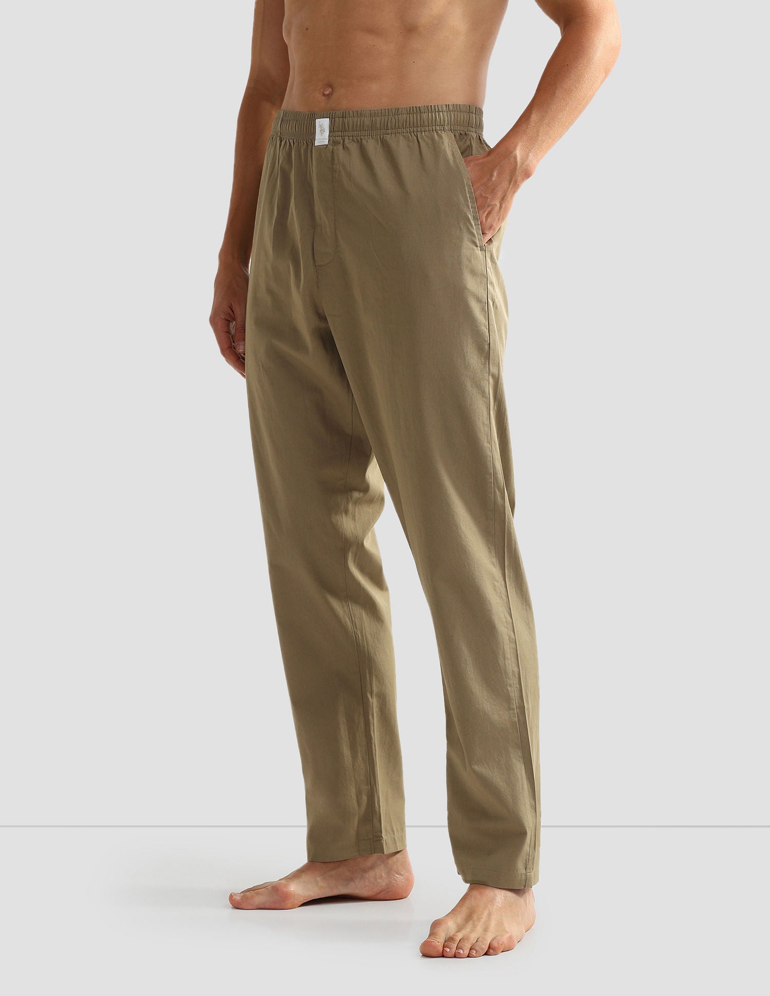 Mid Rise Solid OELP6 Lounge Track Pants - Pack Of 1 Khaki - U.S. POLO ASSN. | Large