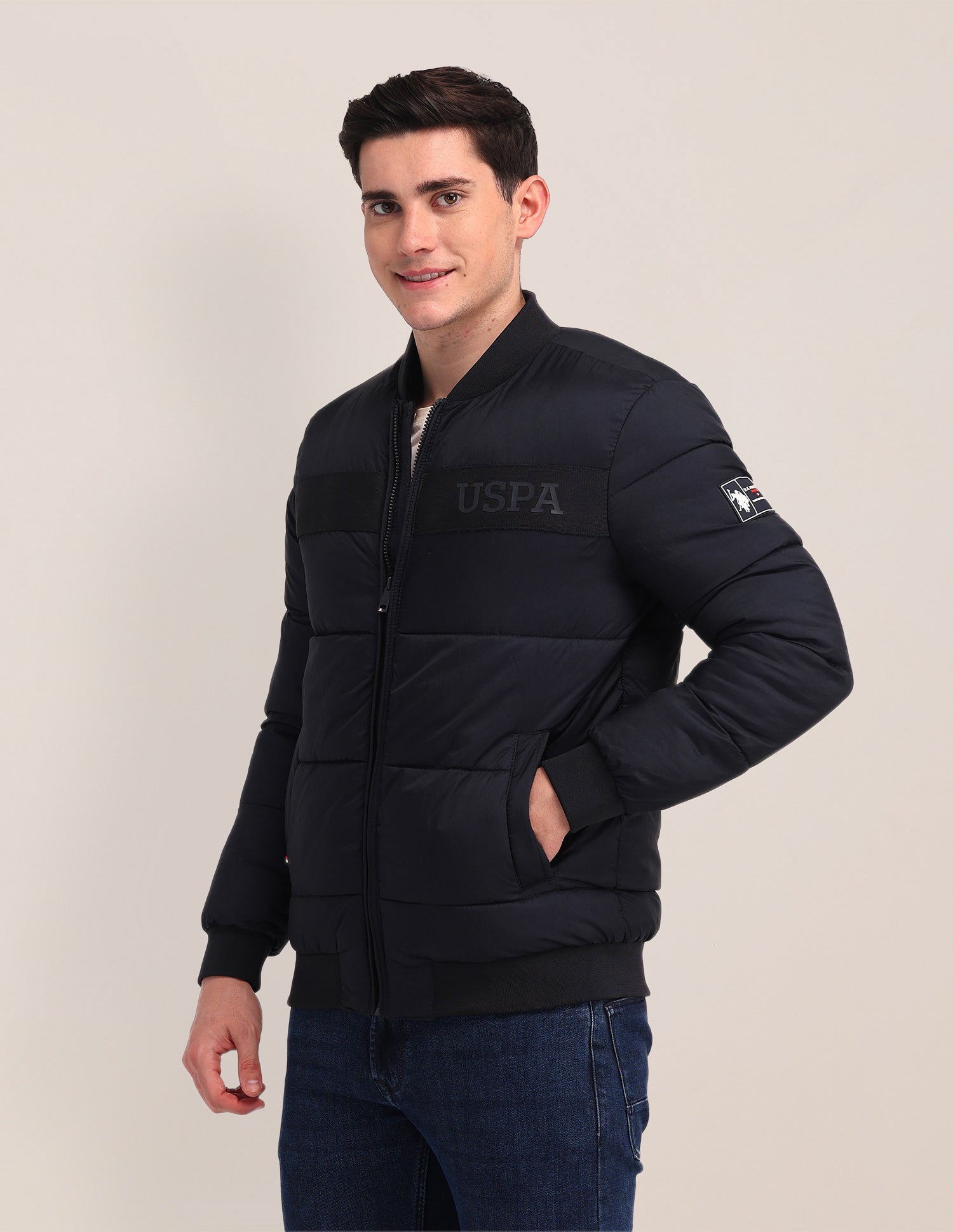 Solid Puffer Jacket Navy - U.S. Polo Assn. India | Large