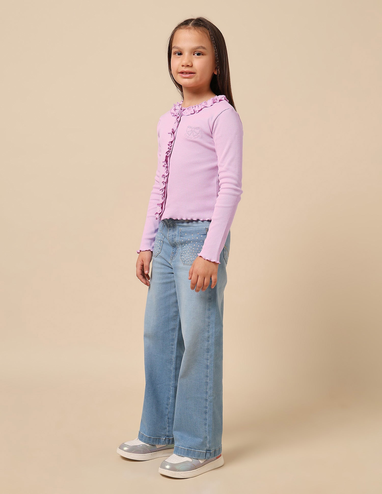 Girls Textured Slim Fit Top Pink - U.S. POLO ASSN. | Large