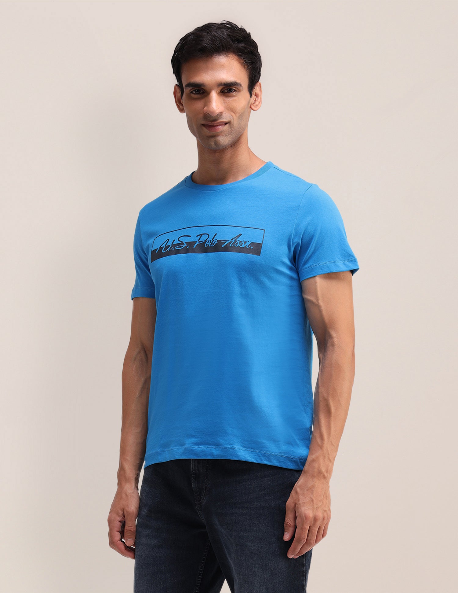 Brand Printed Slim Fit T-Shirt Teal - U.S. Polo Assn. India | Large