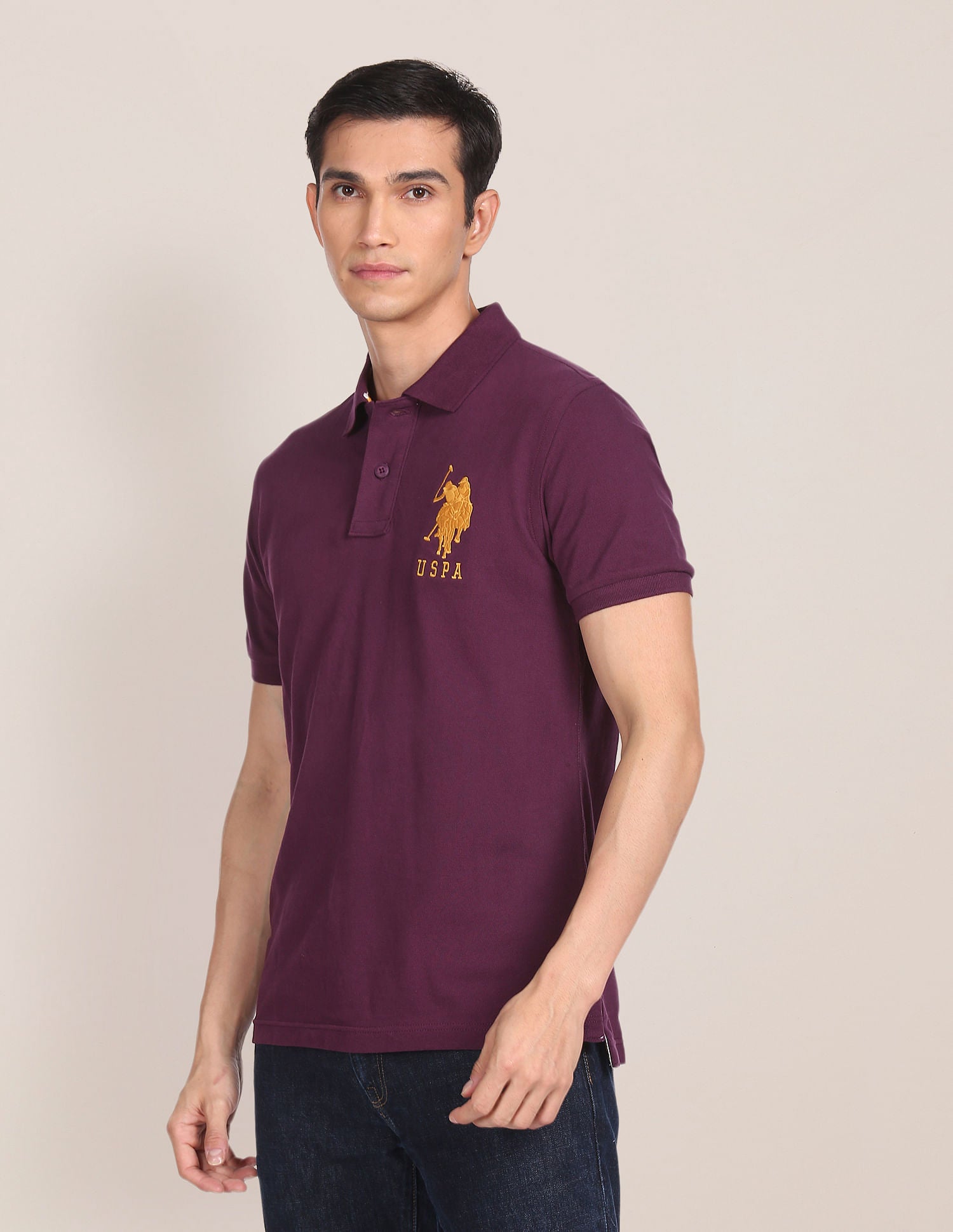 Compact Cotton Logo Polo Shirt Purple - U.S. POLO ASSN. | Large