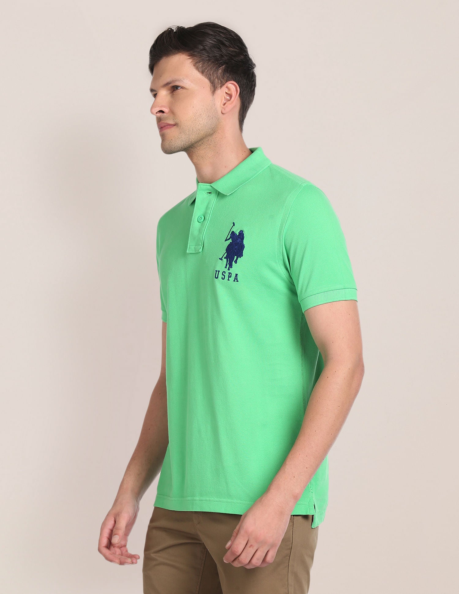 Short Sleeve Solid Polo Shirt Green - U.S. Polo Assn. India | Large
