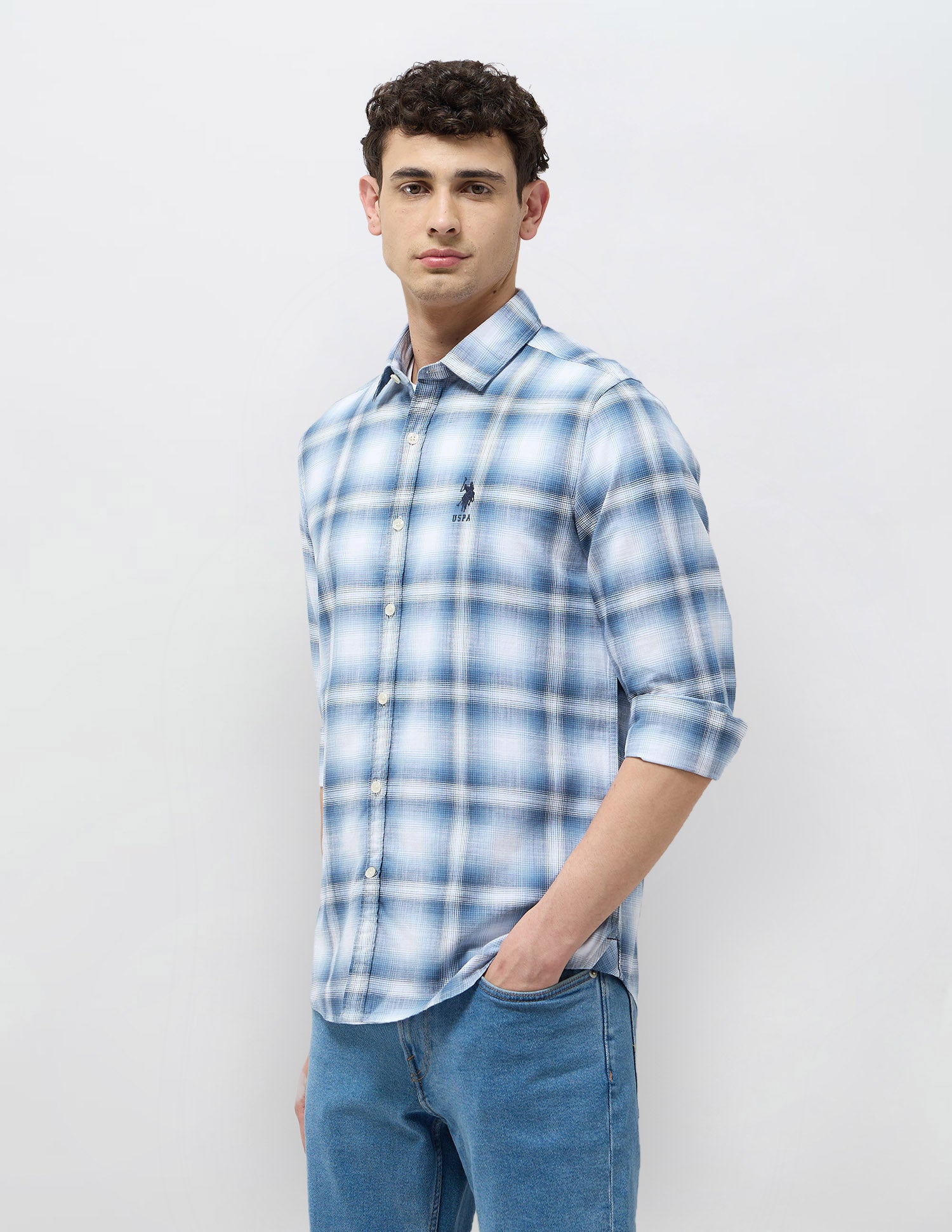 Regular Fit Tartan Checked Shirt Dark Blue - U.S. POLO ASSN. | Large