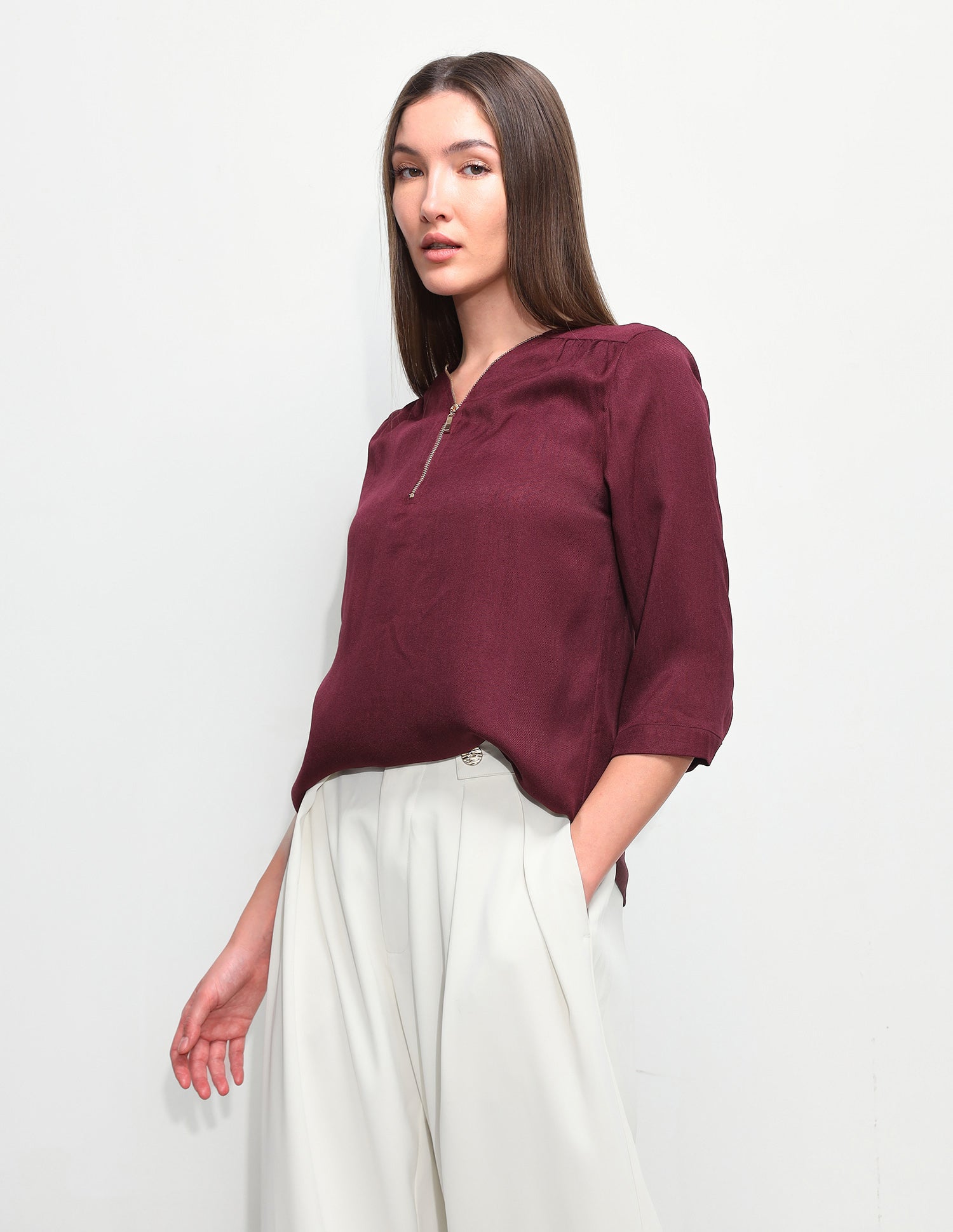 Solid Regular Fit Zipper Top Wine - U.S. Polo Assn. India | Large