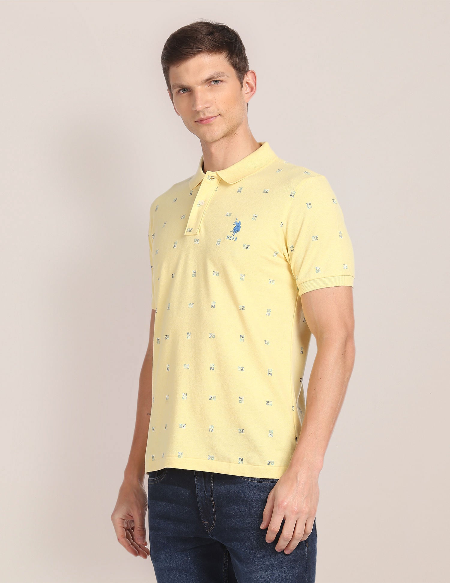 Brand Print Logo Polo Shirt Yellow - U.S. Polo Assn. India | Large