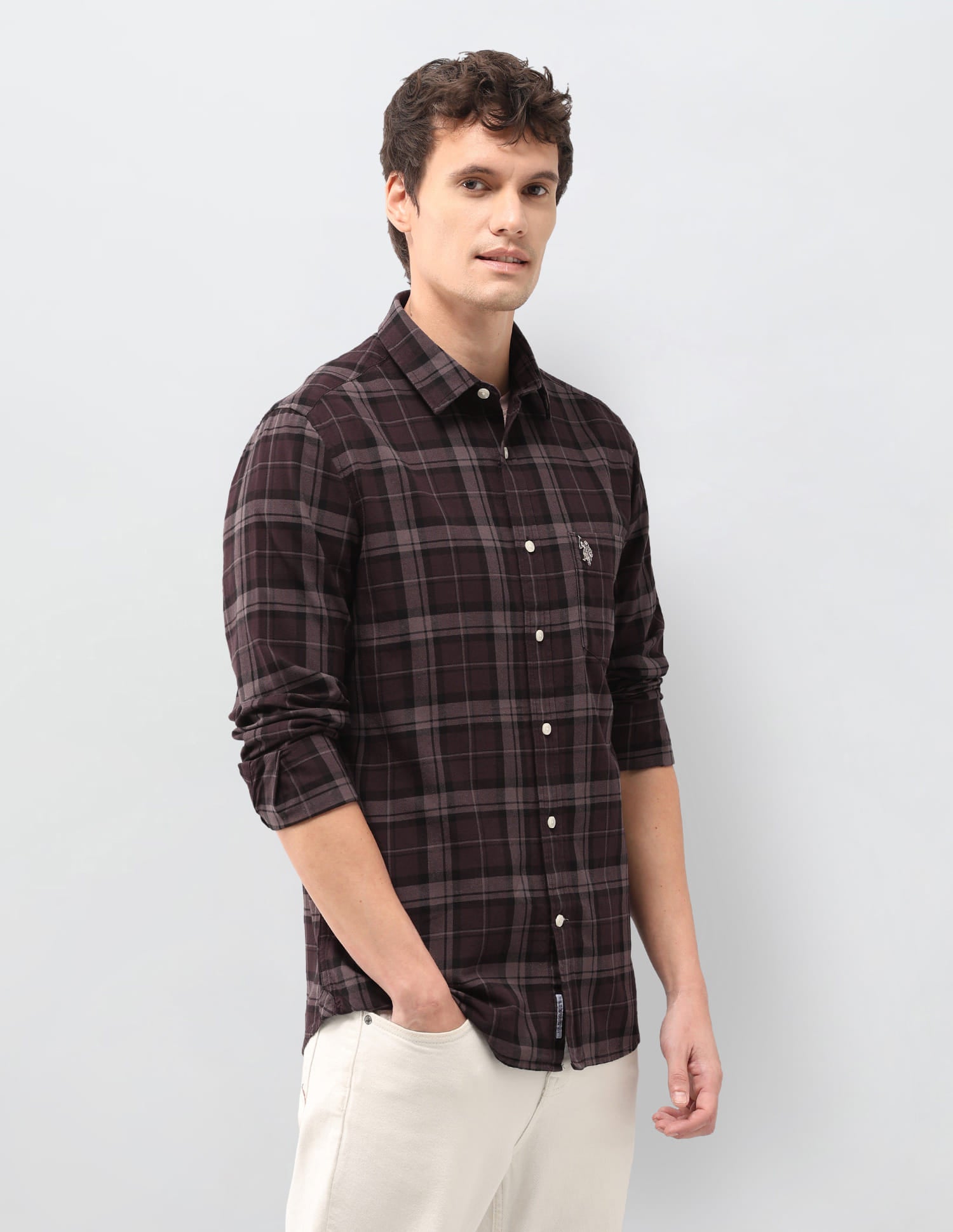 Plaid check Tailored Fit Shirt Brown - U.S. Polo Assn. India | Large