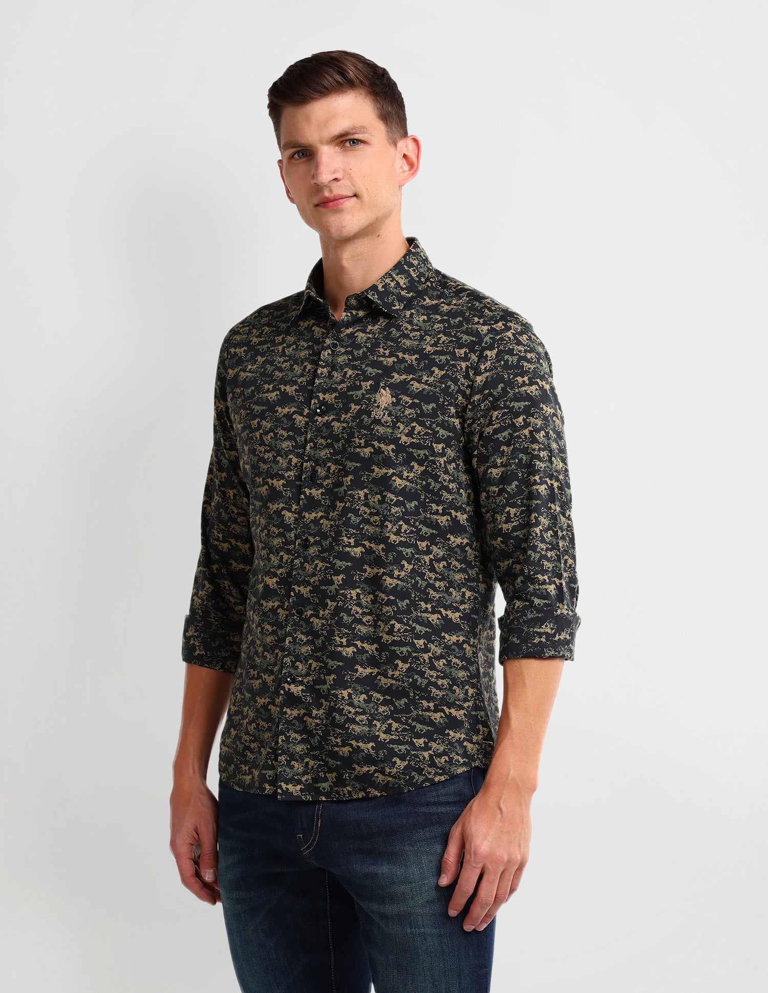 All-over Slim Fit Shirt Black - U.S. Polo Assn. India | Large