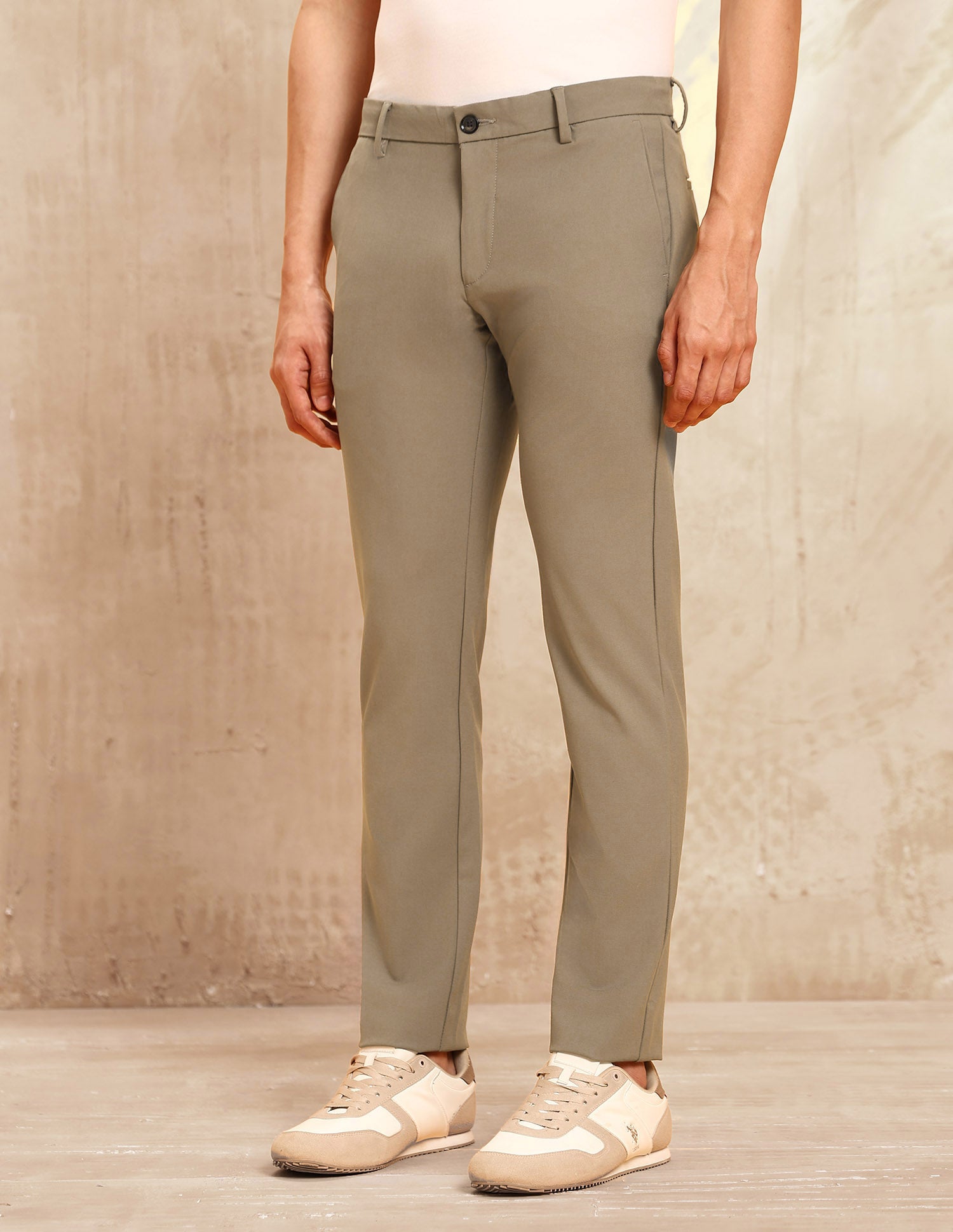 Mid Rise Satin Trousers Khaki - U.S. POLO ASSN. | Large