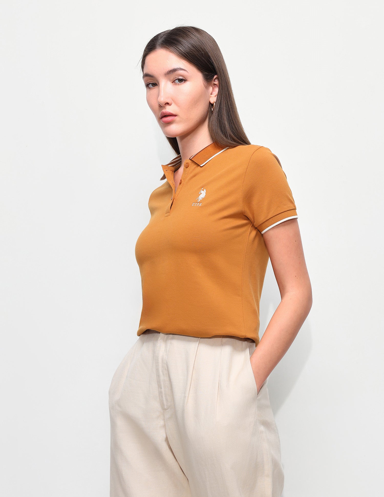 Solid Regular Fit Polo Shirt Orange - U.S. Polo Assn. India | Large
