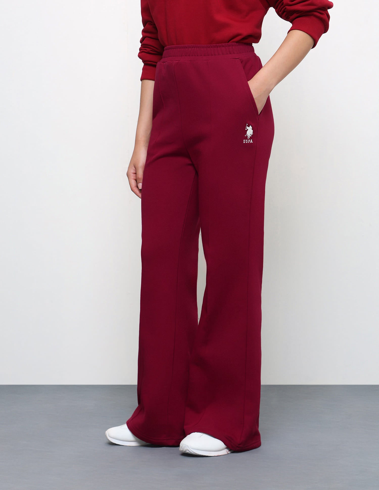 High Rise Flared Fit Sweatpants Red - U.S. Polo Assn. India | Large