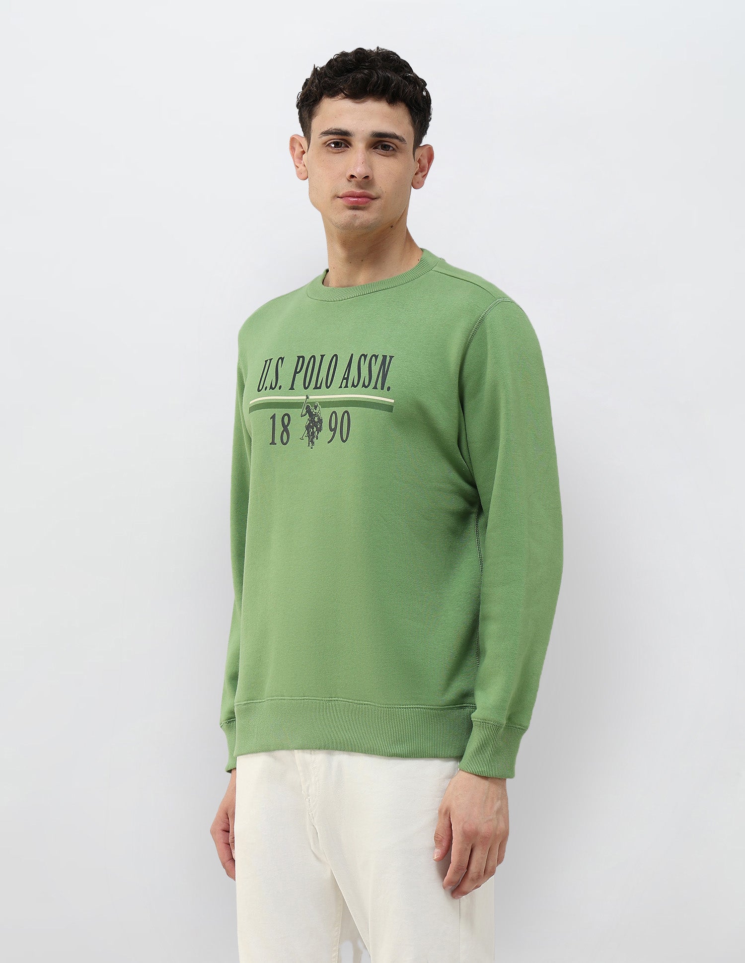 Brand Printed Regular Fit Sweatshirt Light Green - U.S. POLO ASSN. | Large