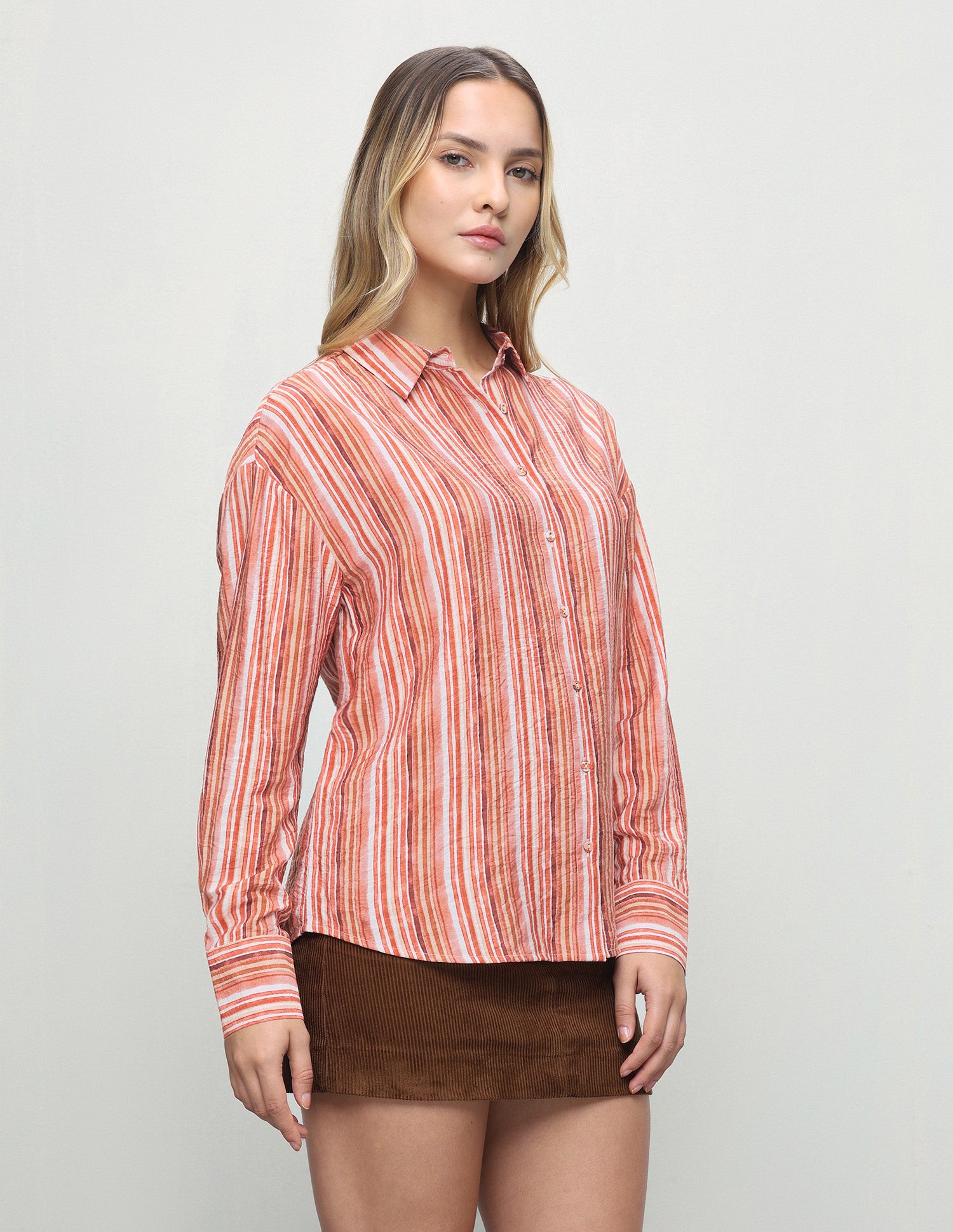 Vertical Striped Relaxed Fit Shirt Red - U.S. Polo Assn. India | Large