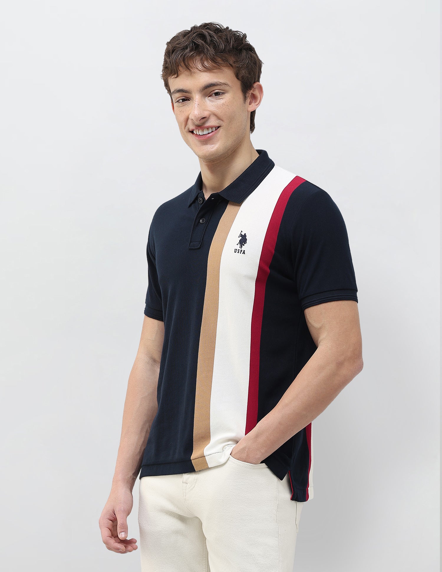 Colourblocked Slim Fit Polo Shirt Navy - U.S. Polo Assn. India | Large