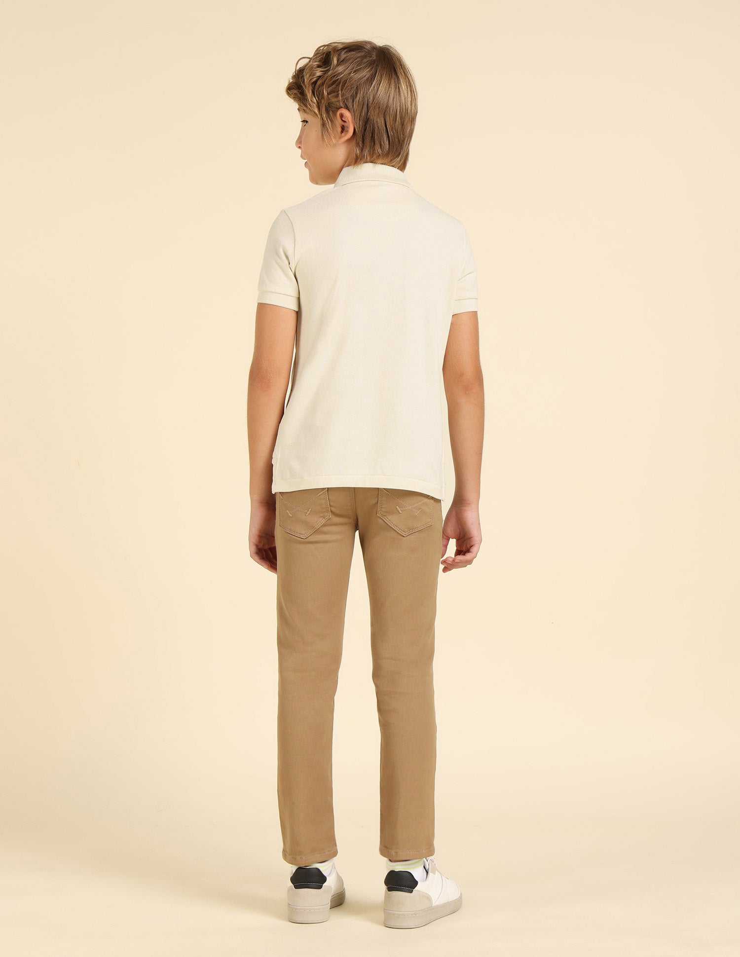 Boys Graphic Printed Regular Fit Polo Shirt Beige - U.S. POLO ASSN. | Large