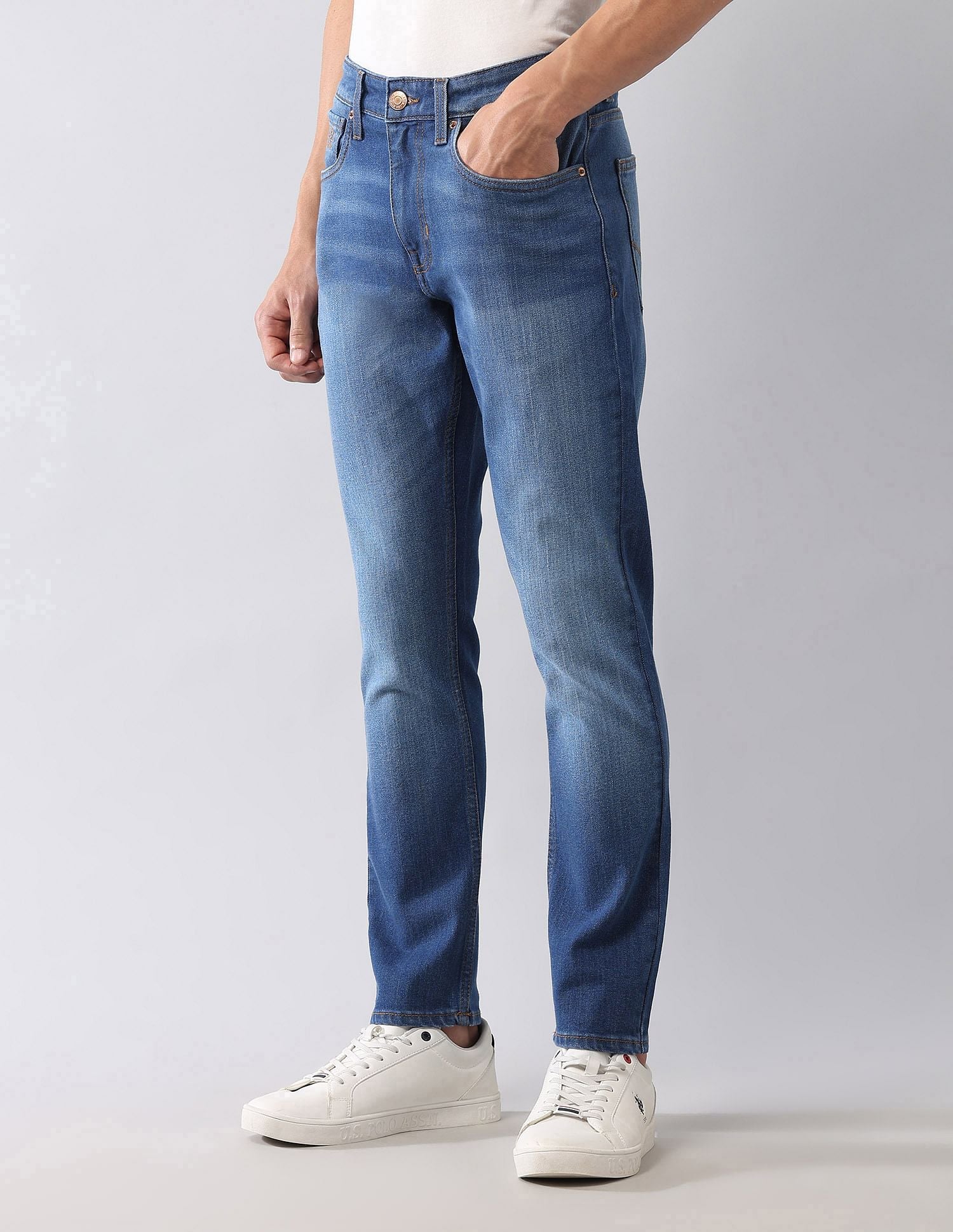 Henry Skinny Cropped Fit Blue Jeans Blue - U.S. POLO ASSN. | Large