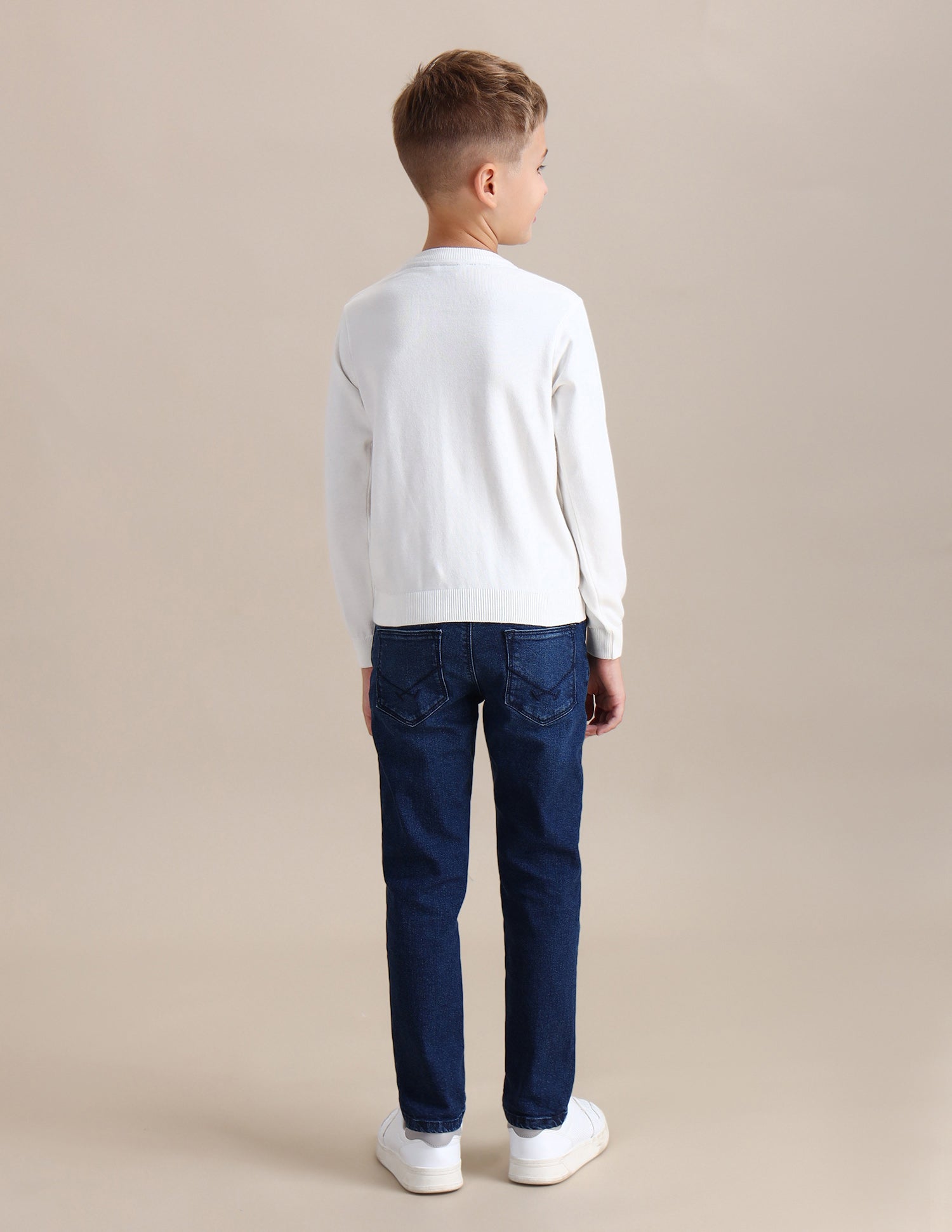 Boys Printed Regular Fit Sweater White - U.S. POLO ASSN. | Large