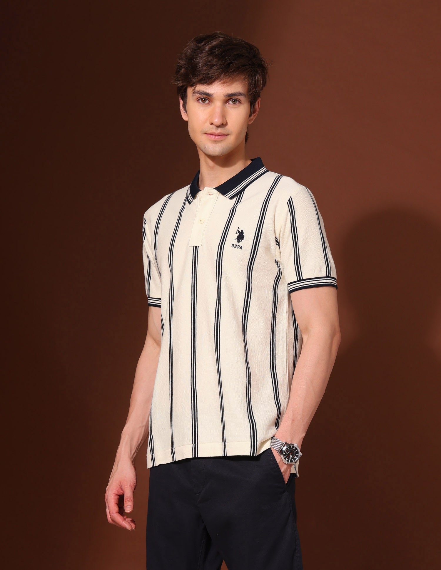 Pure Cotton Work And Wander Polo Shirt Off White - U.S. Polo Assn. India | Large