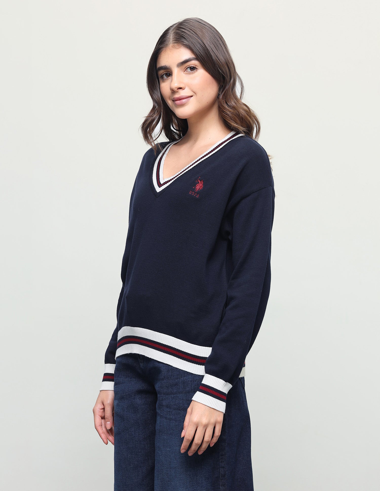 Solid Regular Fit Sweater Navy - U.S. Polo Assn. India | Large
