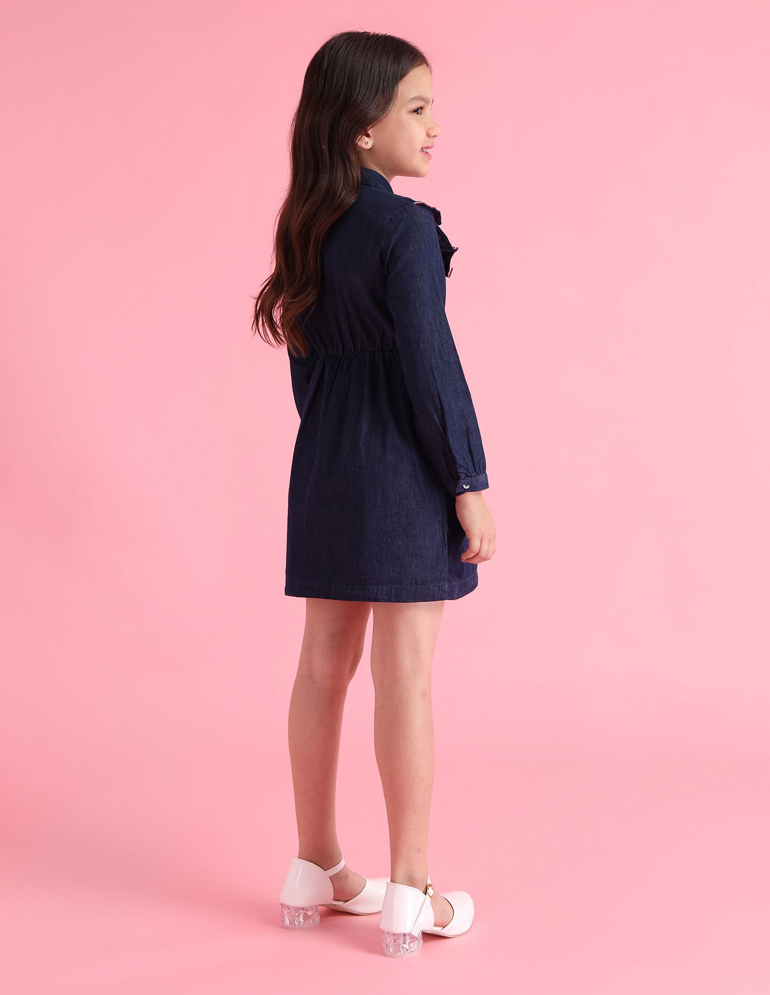 Girls Solid A-Line Dress Blue - U.S. POLO ASSN. | Large