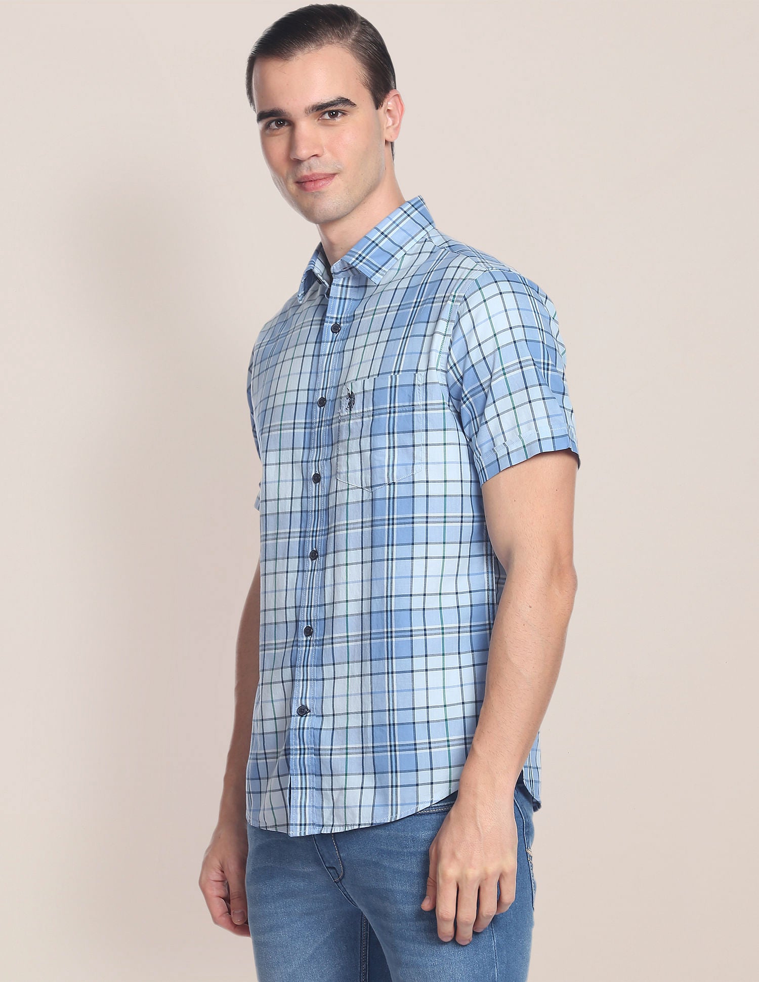 Plaid Check Twill Casual Shirt Blue - U.S. Polo Assn. India | Large