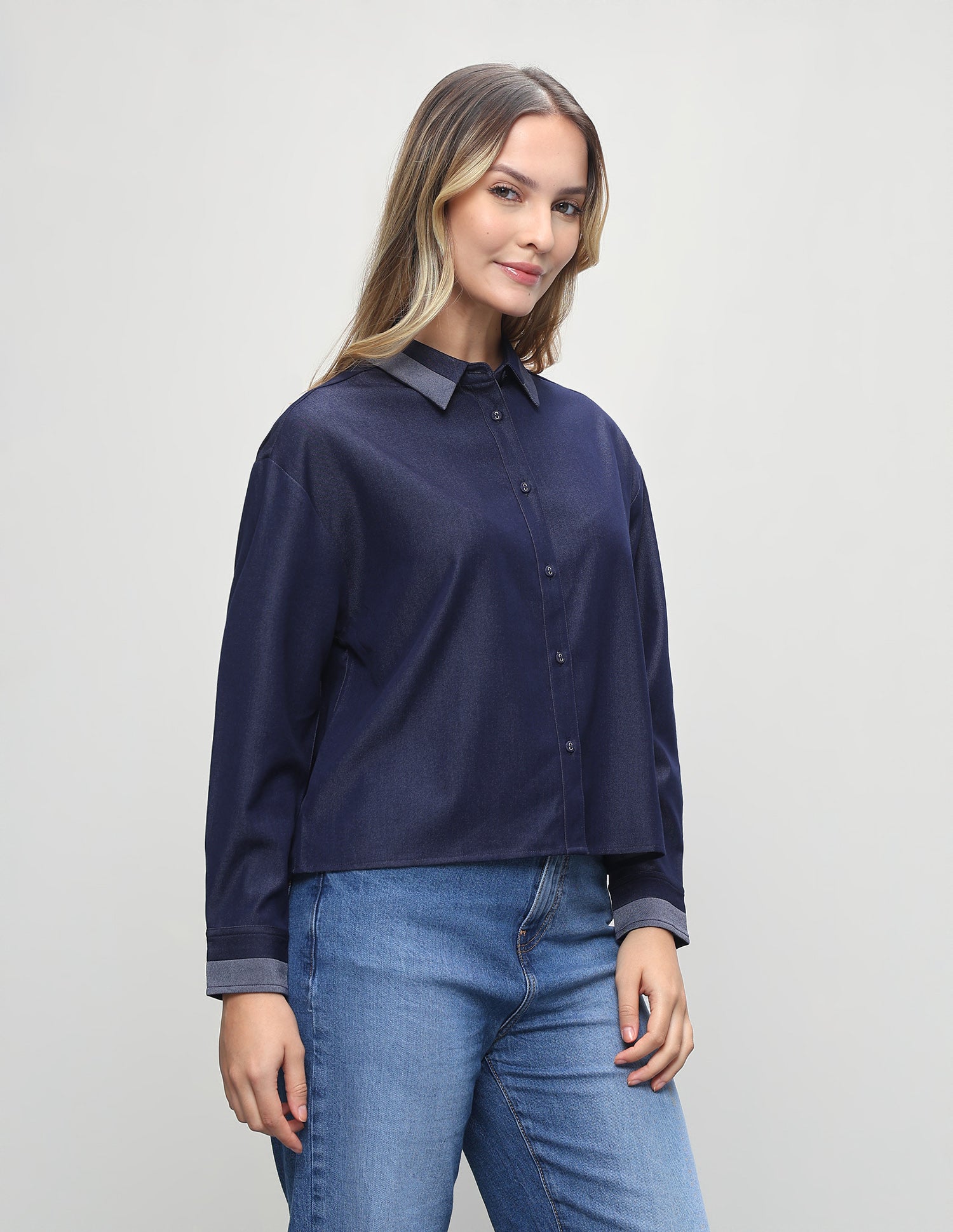 Solid Boxy Fit Shirt Blue - U.S. Polo Assn. India | Large