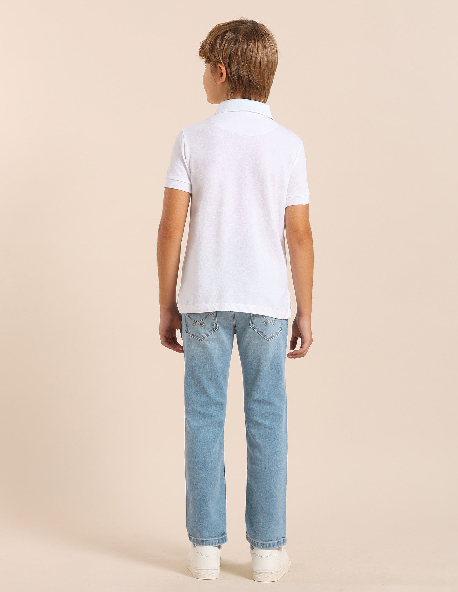 Boys Graphic Printed Regular Fit Polo T shirt White - U.S. POLO ASSN. | Large