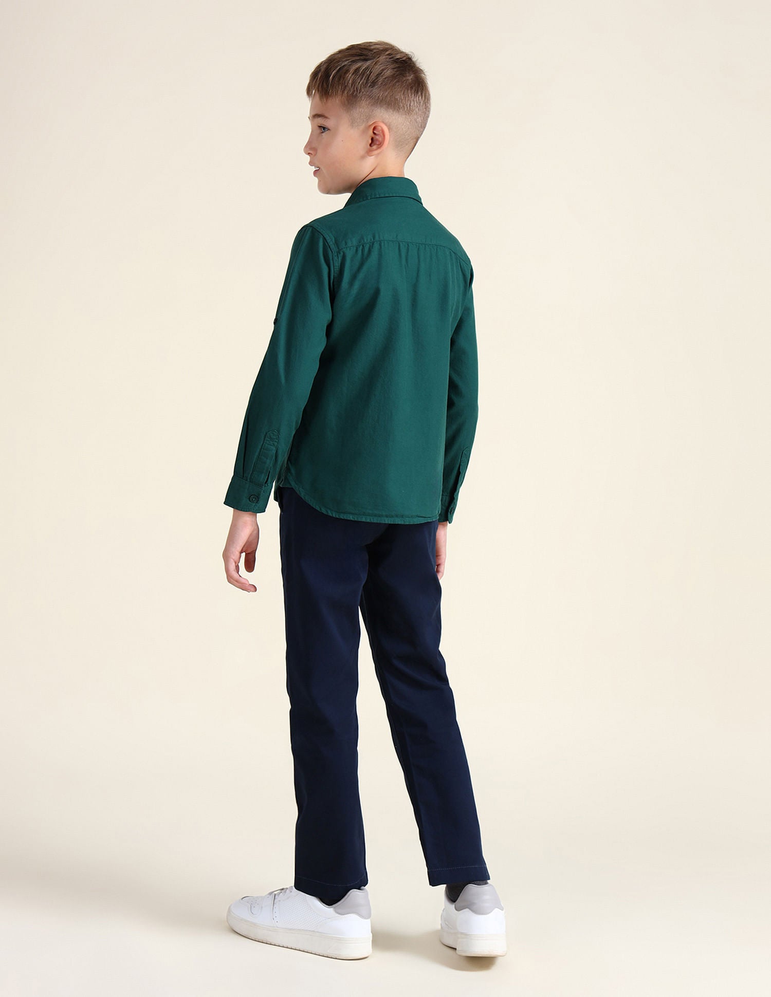 Boys Horizontal Striped Cotton Shirt Green - U.S. Polo Assn. India | Large