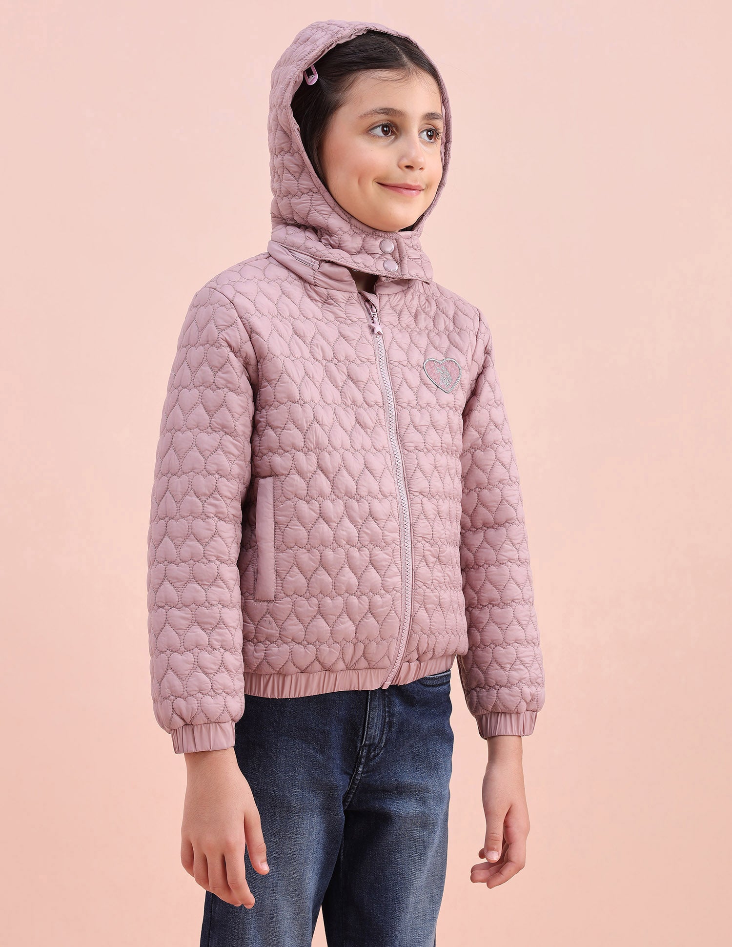 Heart Quilted Regular Fit Jacket Blush - U.S. POLO ASSN. | Large