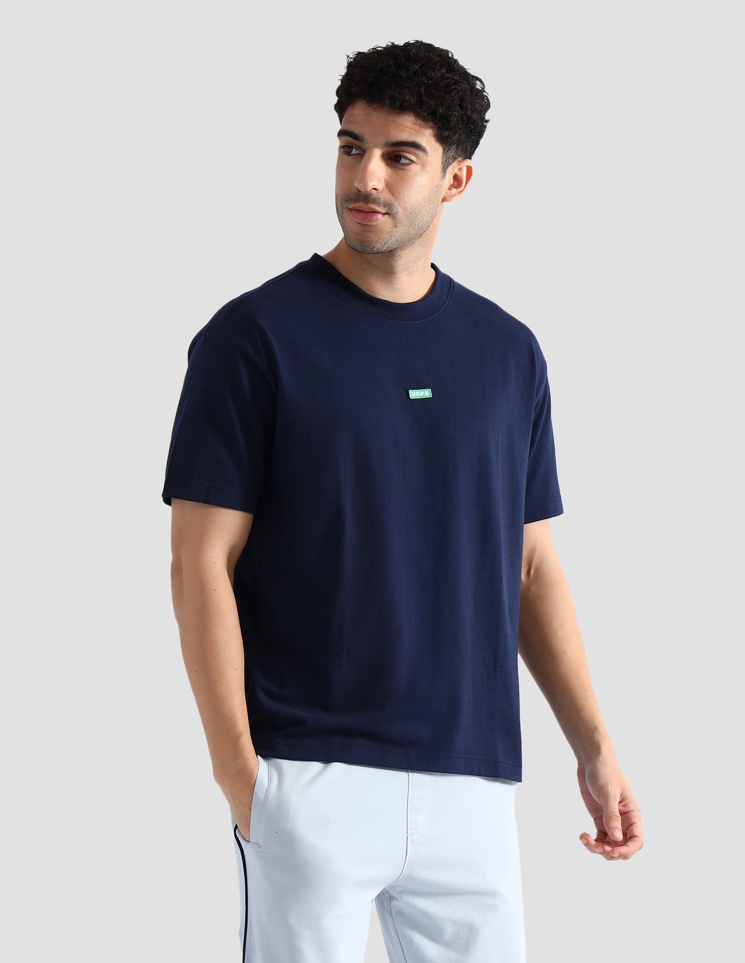 Pure Cotton Oversized OEE04 Lounge T-Shirt Navy - U.S. POLO ASSN. | Large