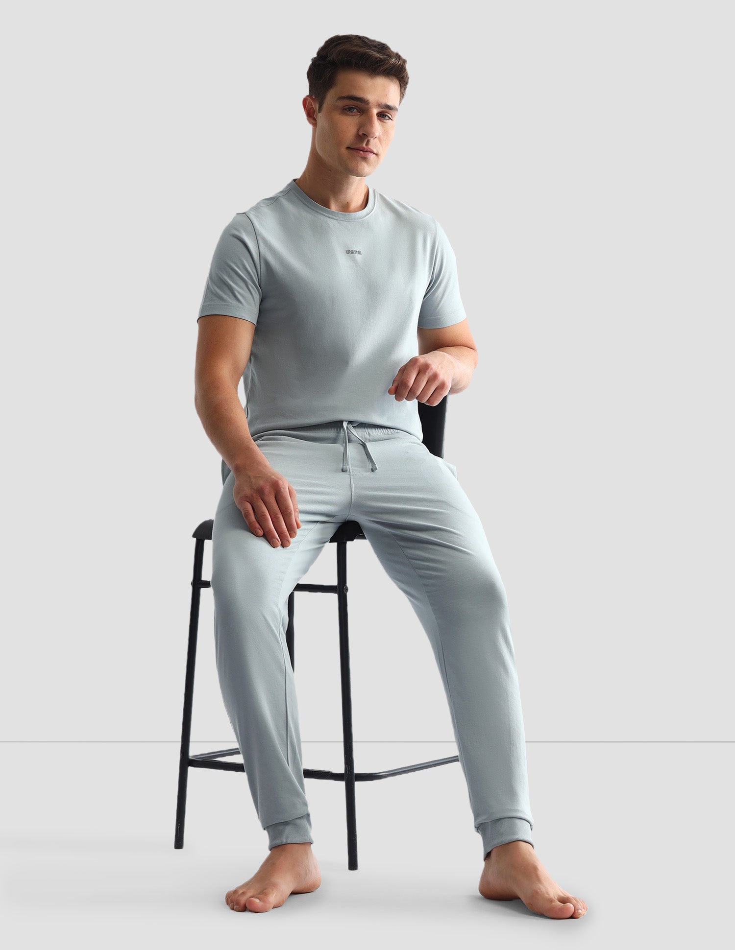 Drawstring Waist Mid-Rise Solid OJ007 Joggers Mirage Gray - U.S. POLO ASSN. | Large