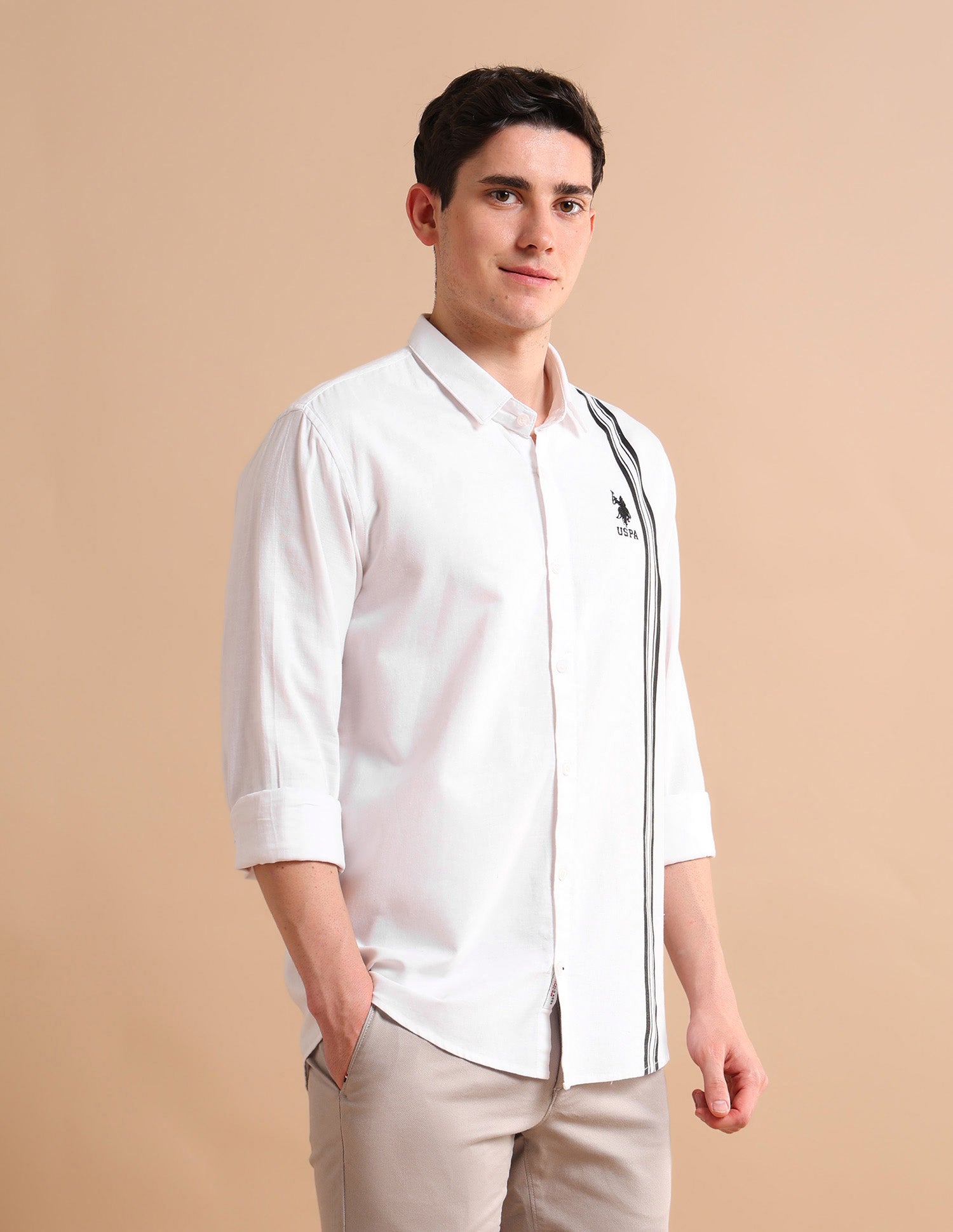 Tailored Striped Shirt White - U.S. POLO ASSN. | Large