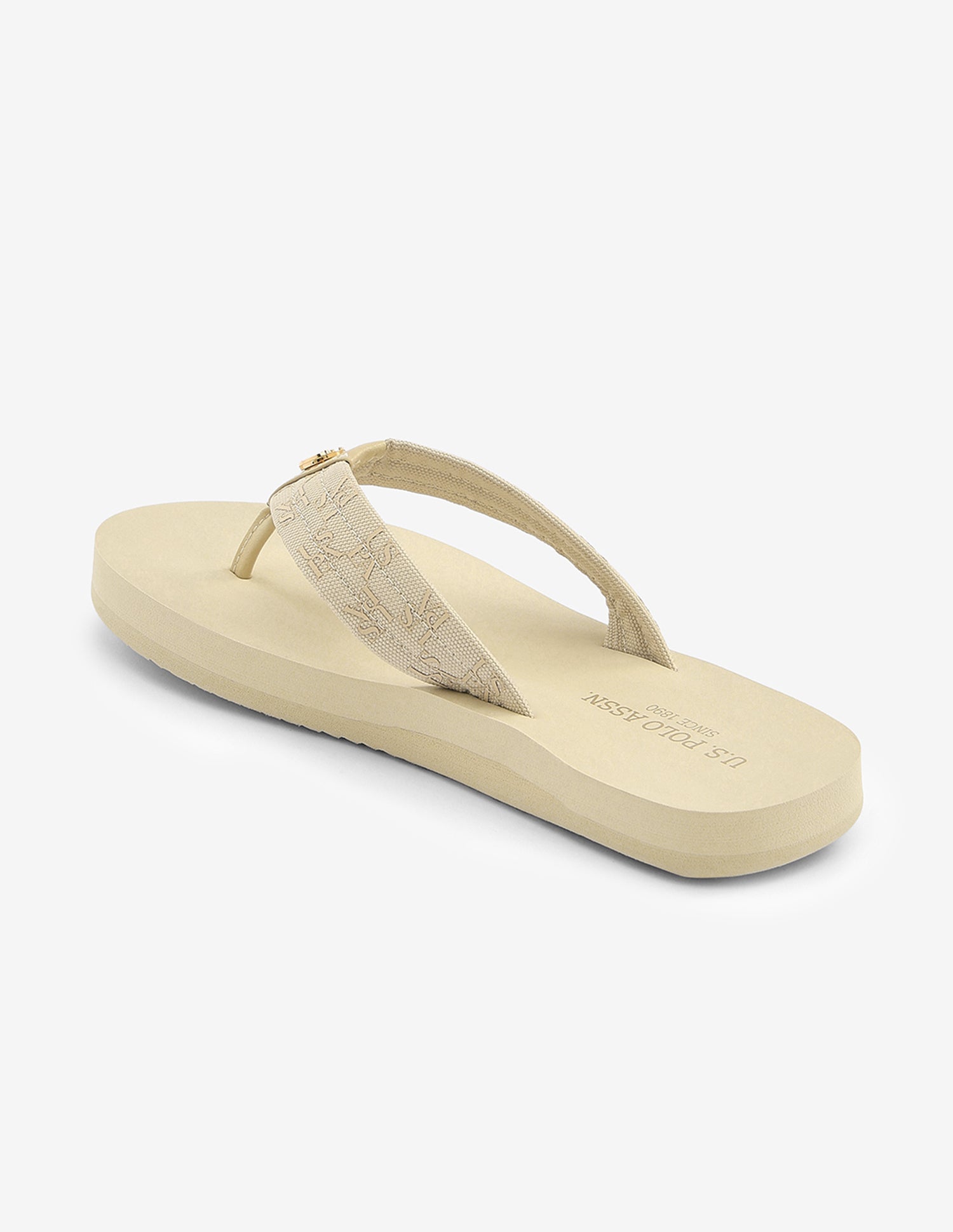 Brand Printed Rin Flip Flops Cream - U.S. Polo Assn. India | Large