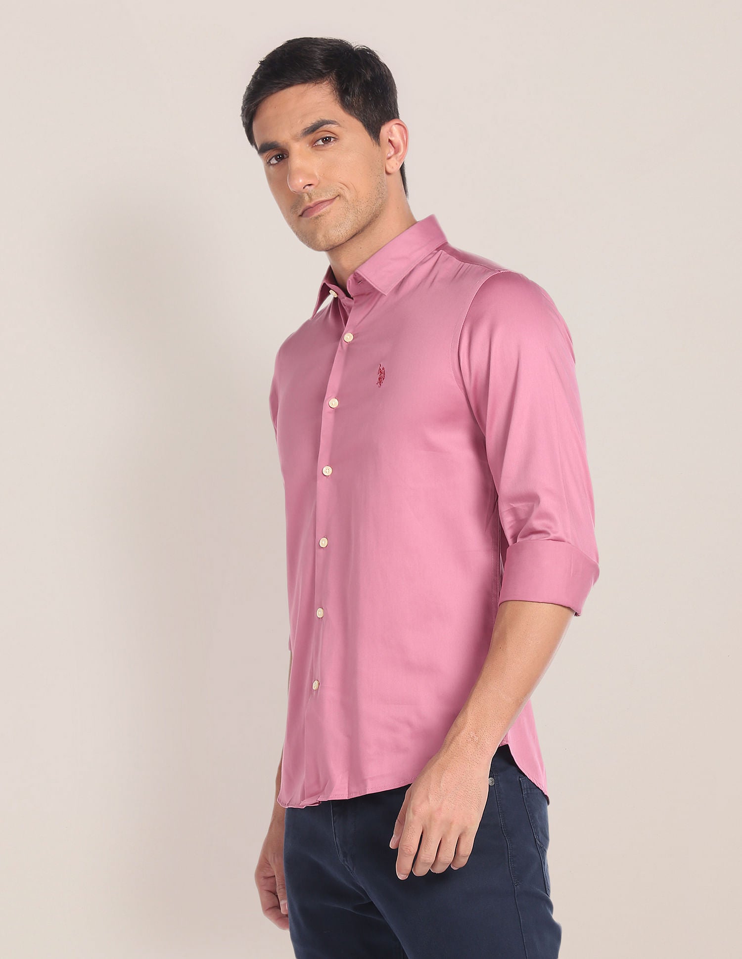 Cutaway Collar Solid Shirt Pink - U.S. Polo Assn. India | Large